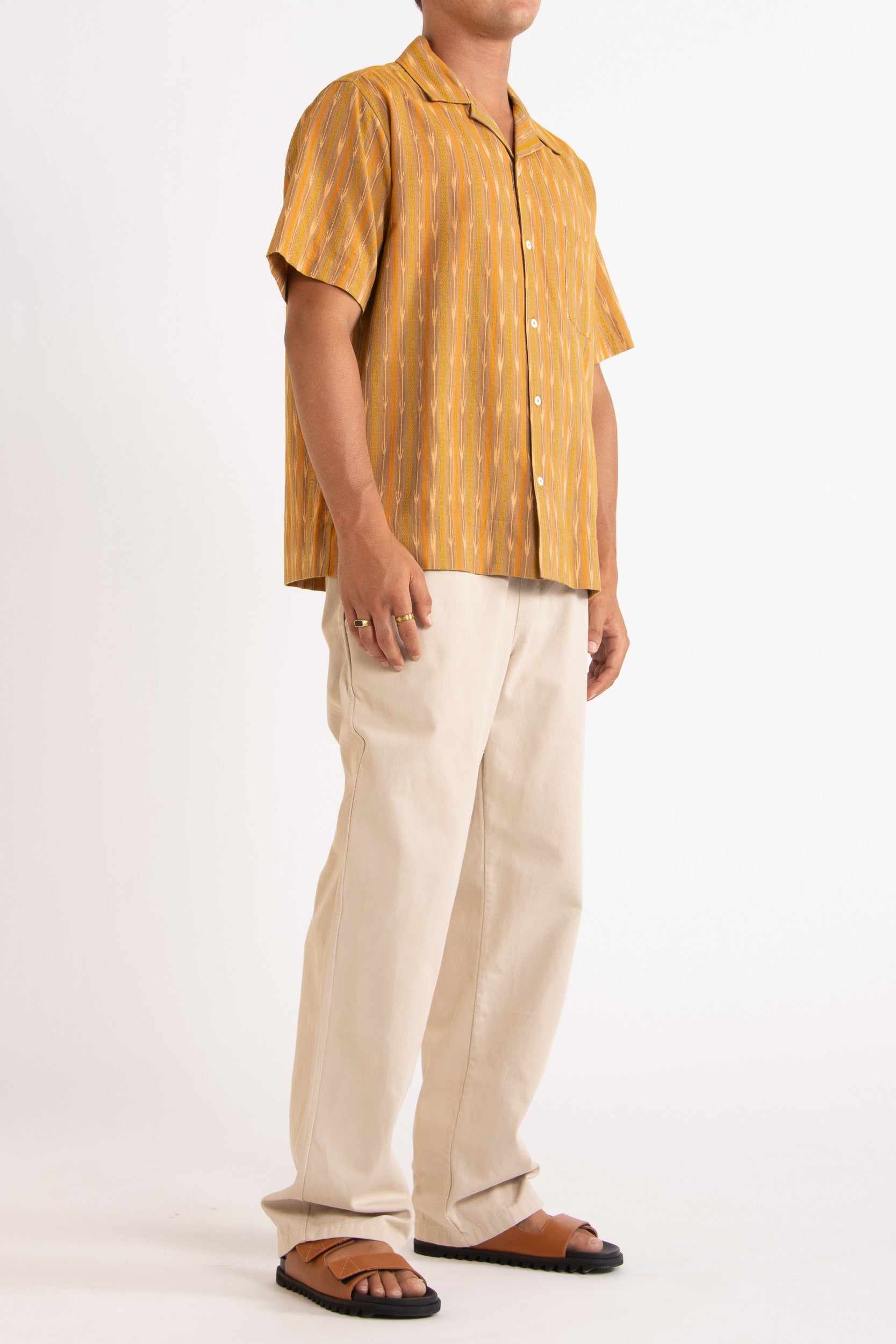 Alden Cotton Ikat Print Short Sleeve Shirt