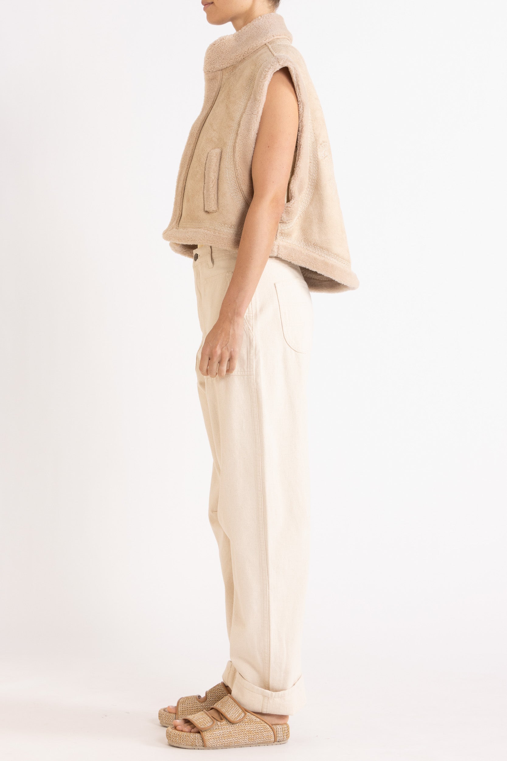 Shiloh Embroidered Faux Shearling Vest