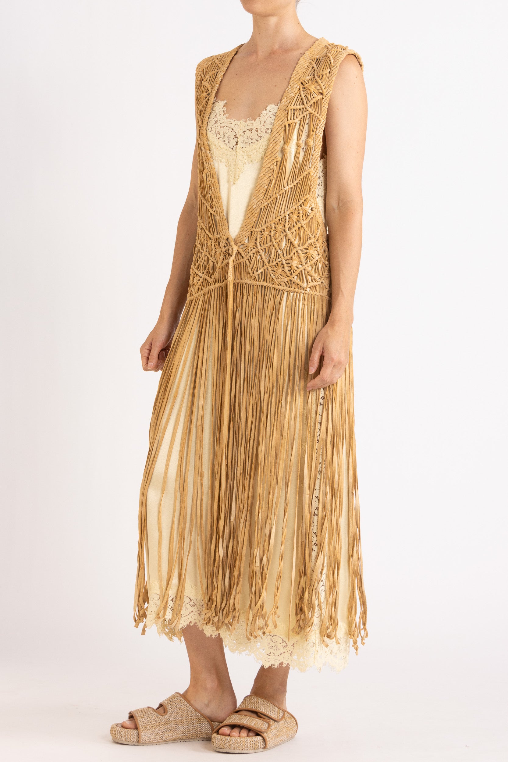 Artemis Fringed Handwoven Suede Vest