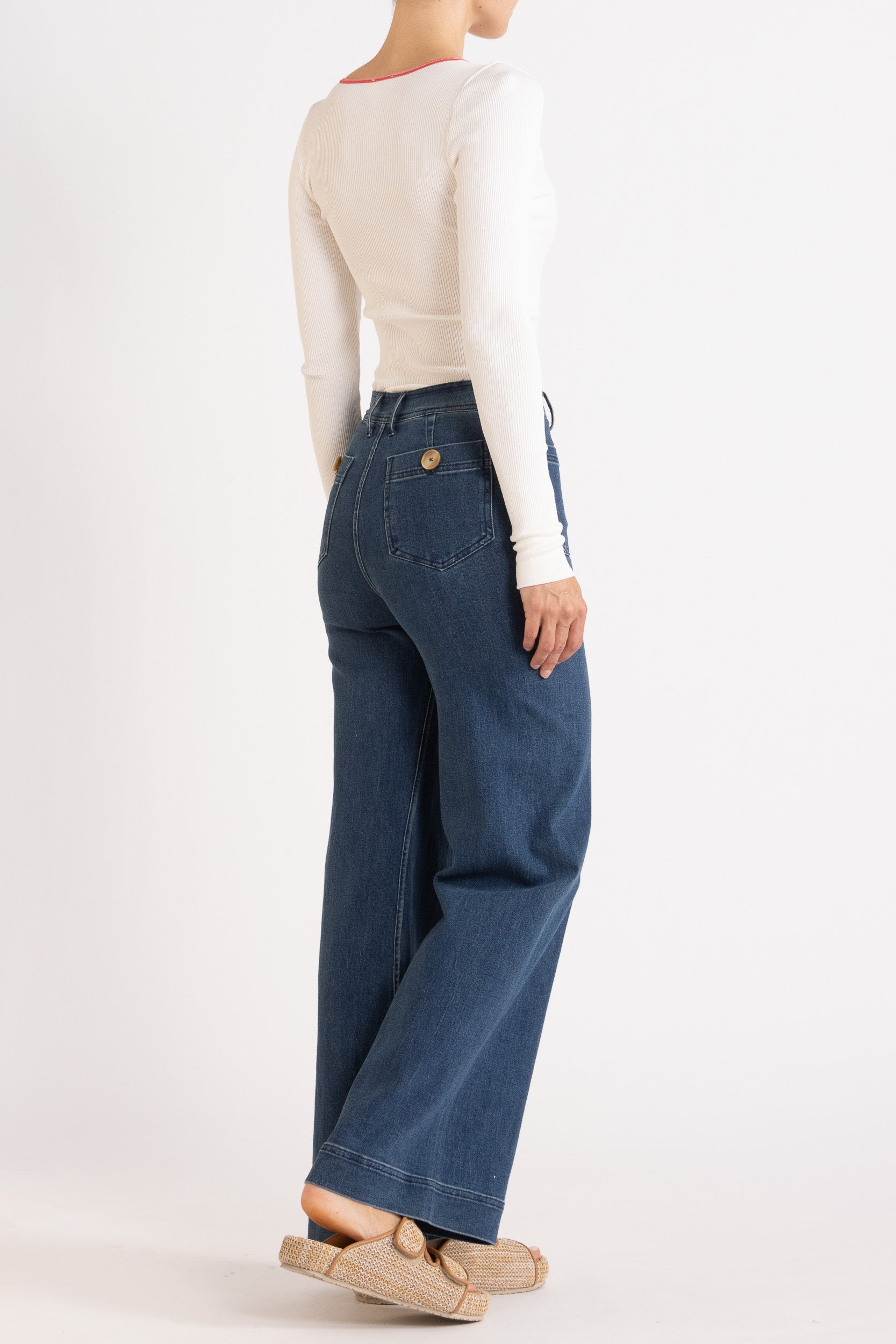 Carli Ribbed Silk-Cotton Long Sleeve Top