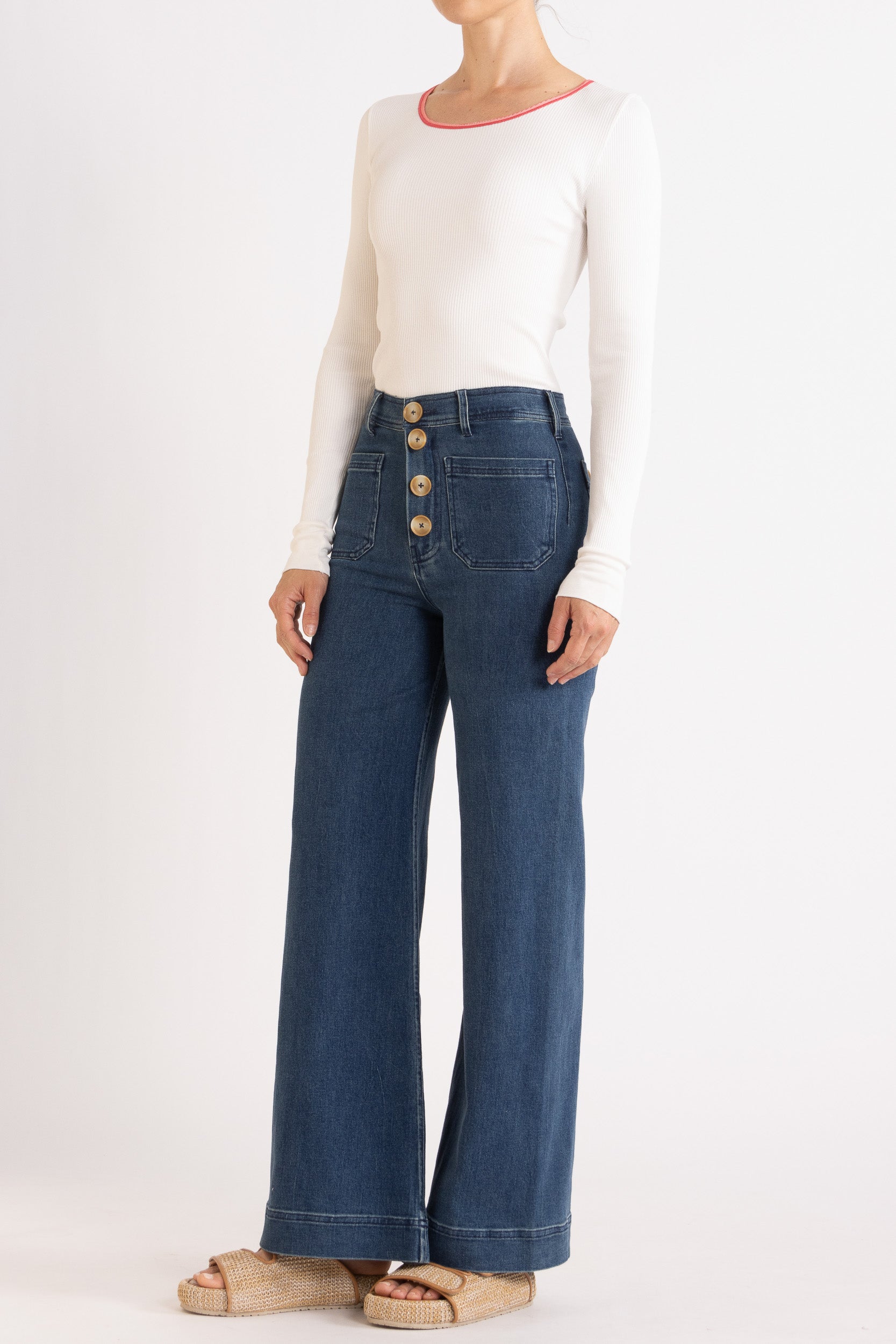 Carli Ribbed Silk-Cotton Long Sleeve Top