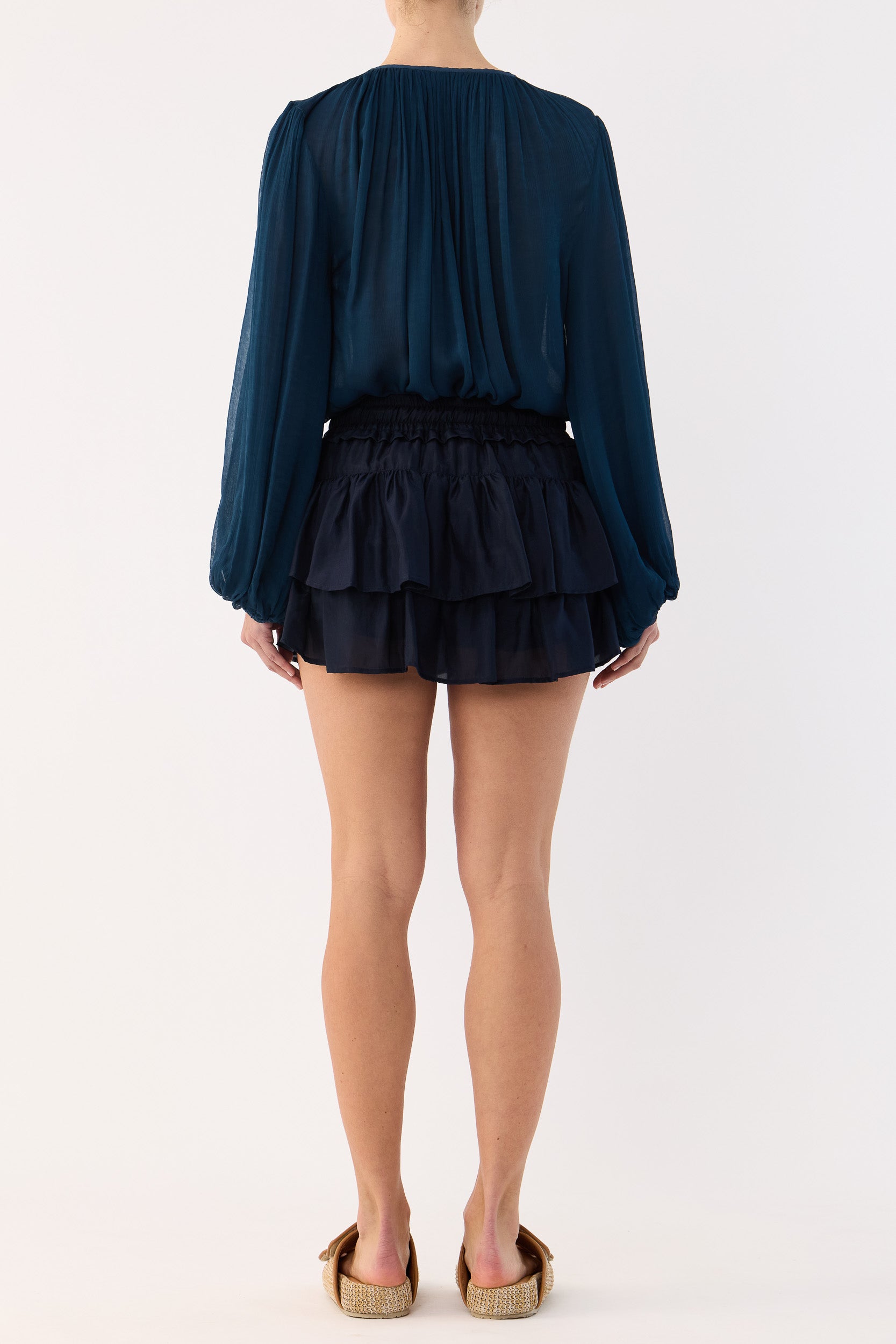 Amal Silk Habotai Frill Short