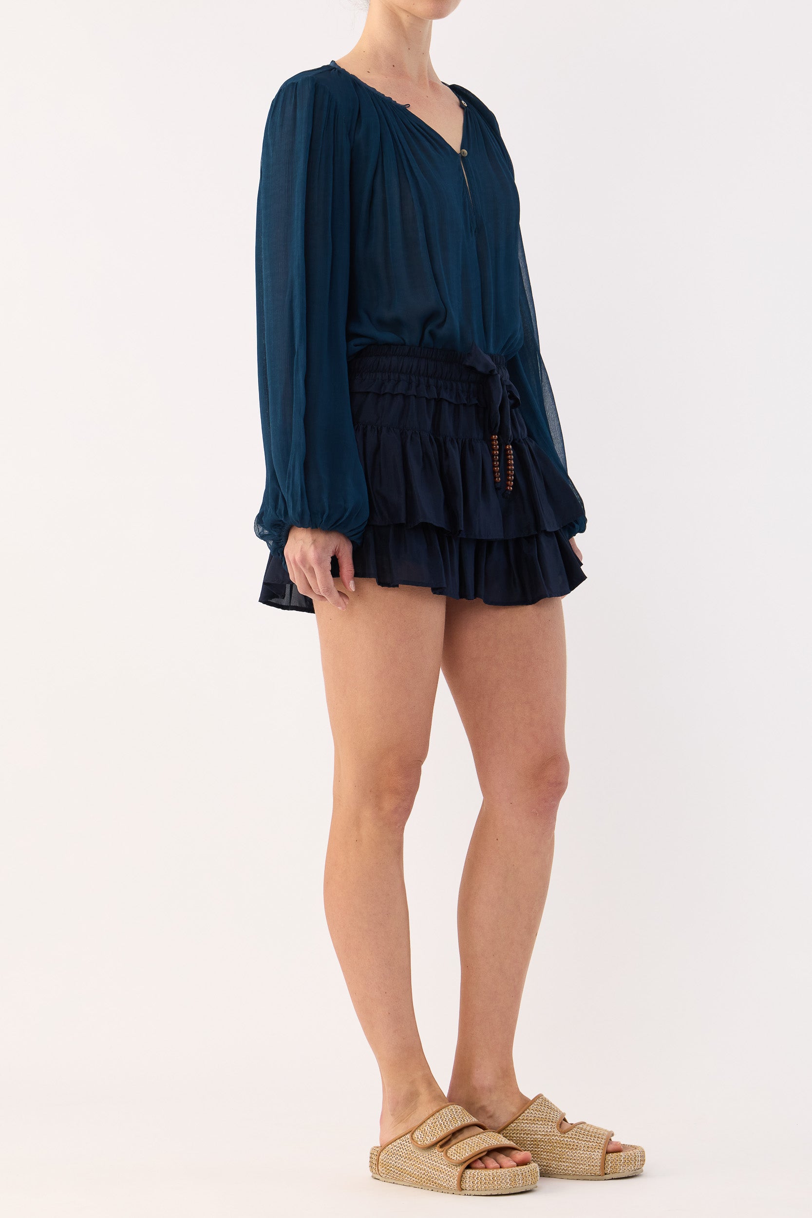 Amal Silk Habotai Frill Short