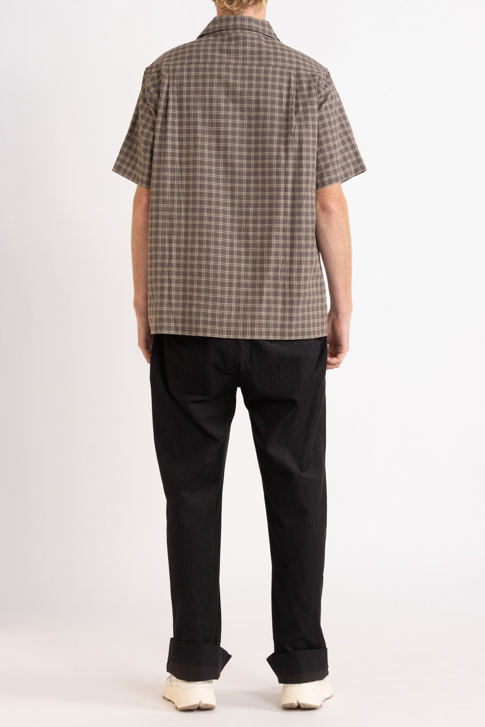 Nikolas Check Hemp Cotton Short Sleeve Shirt