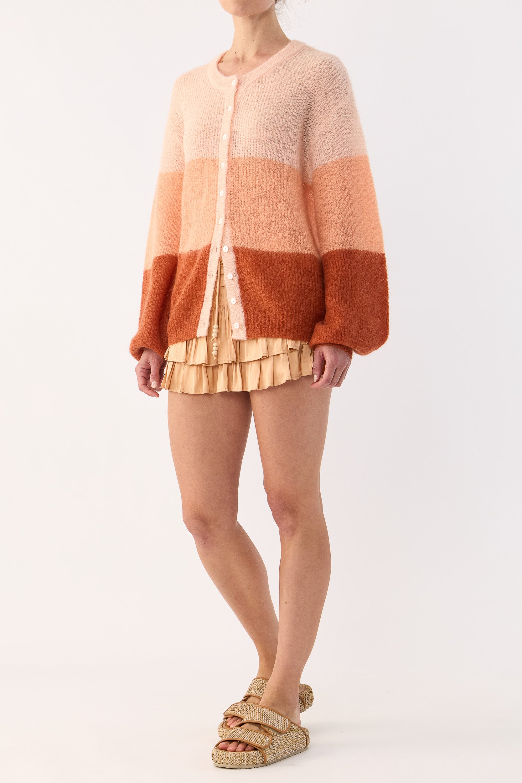 Inez Mohair-Wool Logo Knit Cardigan