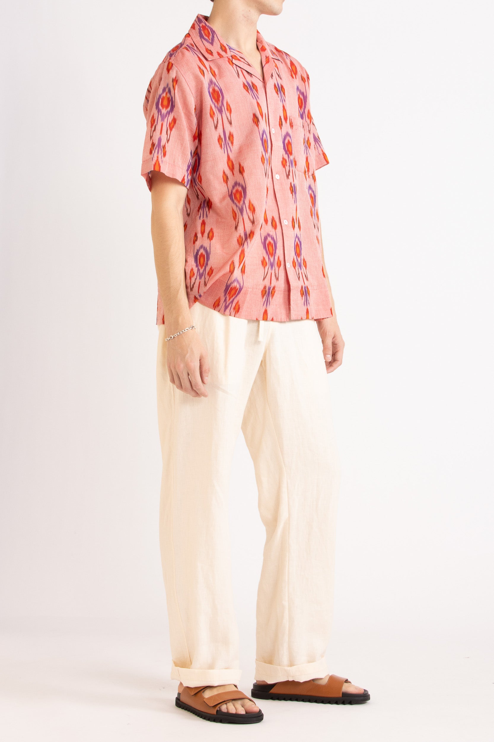 Sol Cotton Ikat Print Short Sleeve Shirt