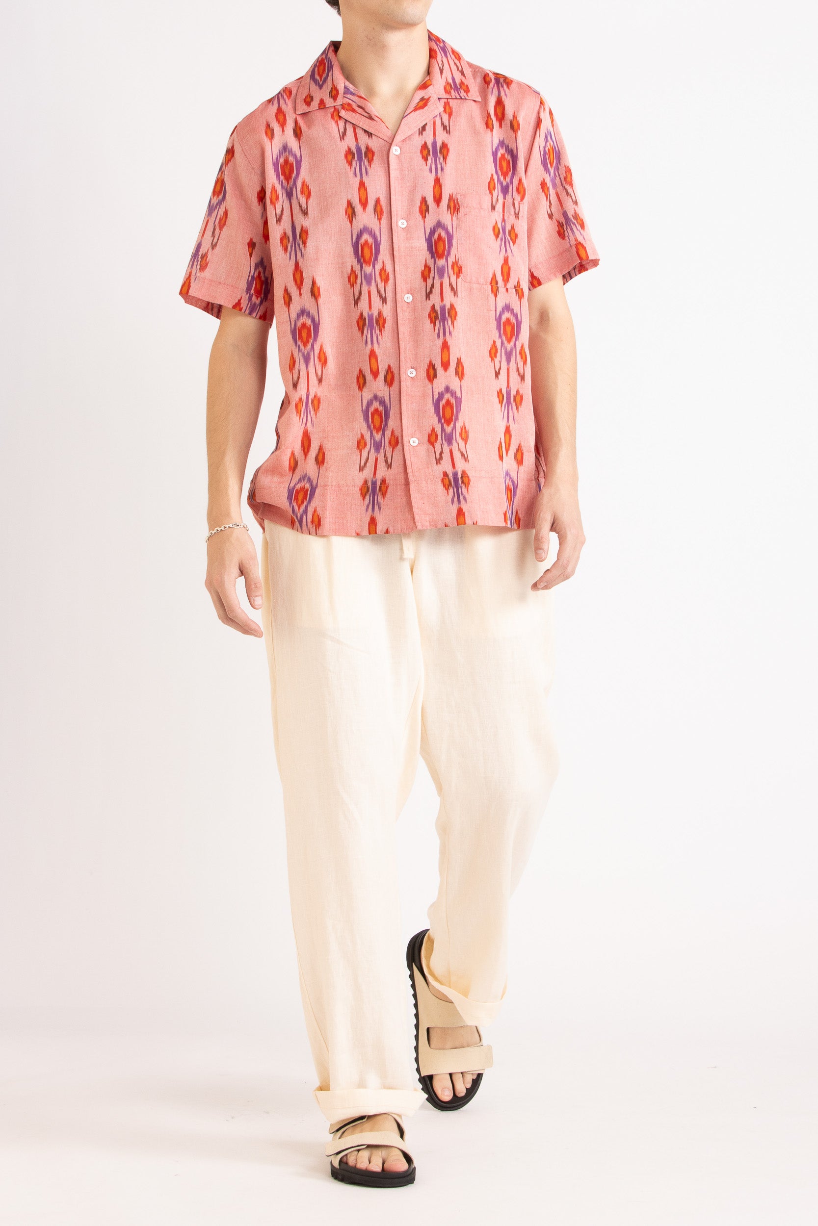 Sol Cotton Ikat Print Short Sleeve Shirt