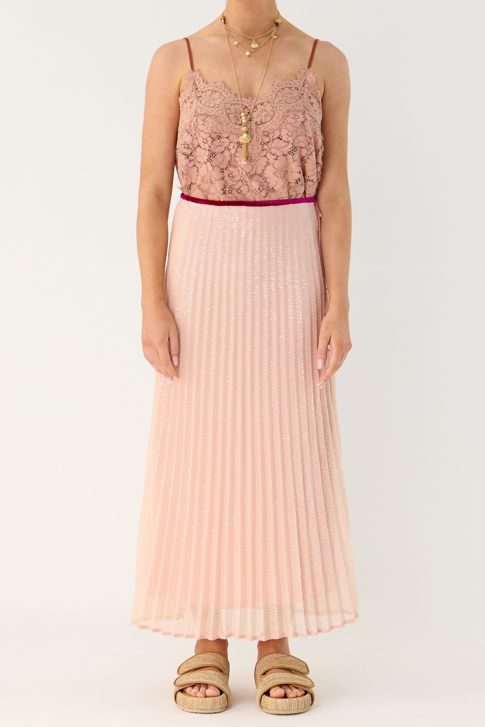 Sigrid Sequin Pleated Skirt