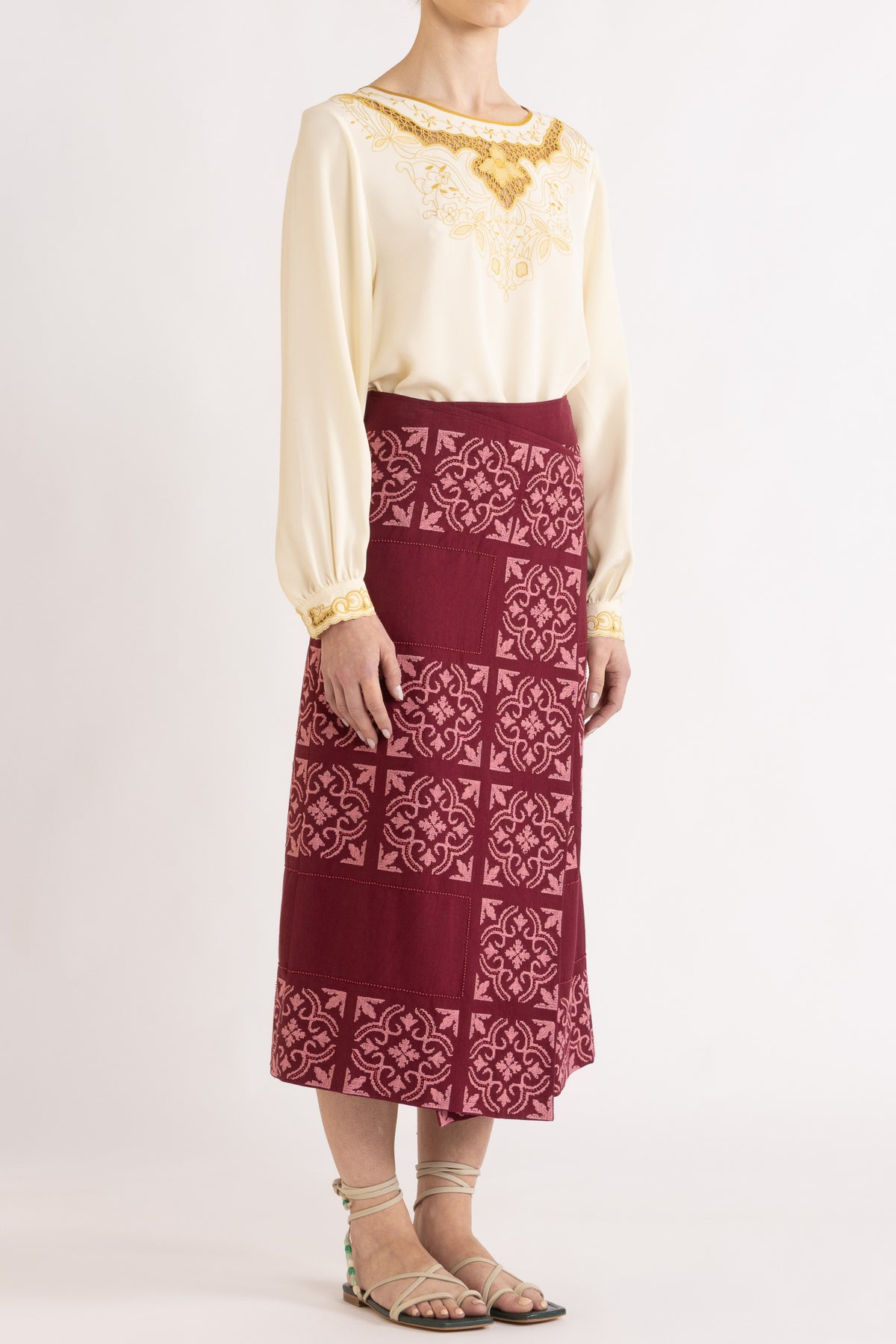 Lina Silk Crepe Long Sleeve Top