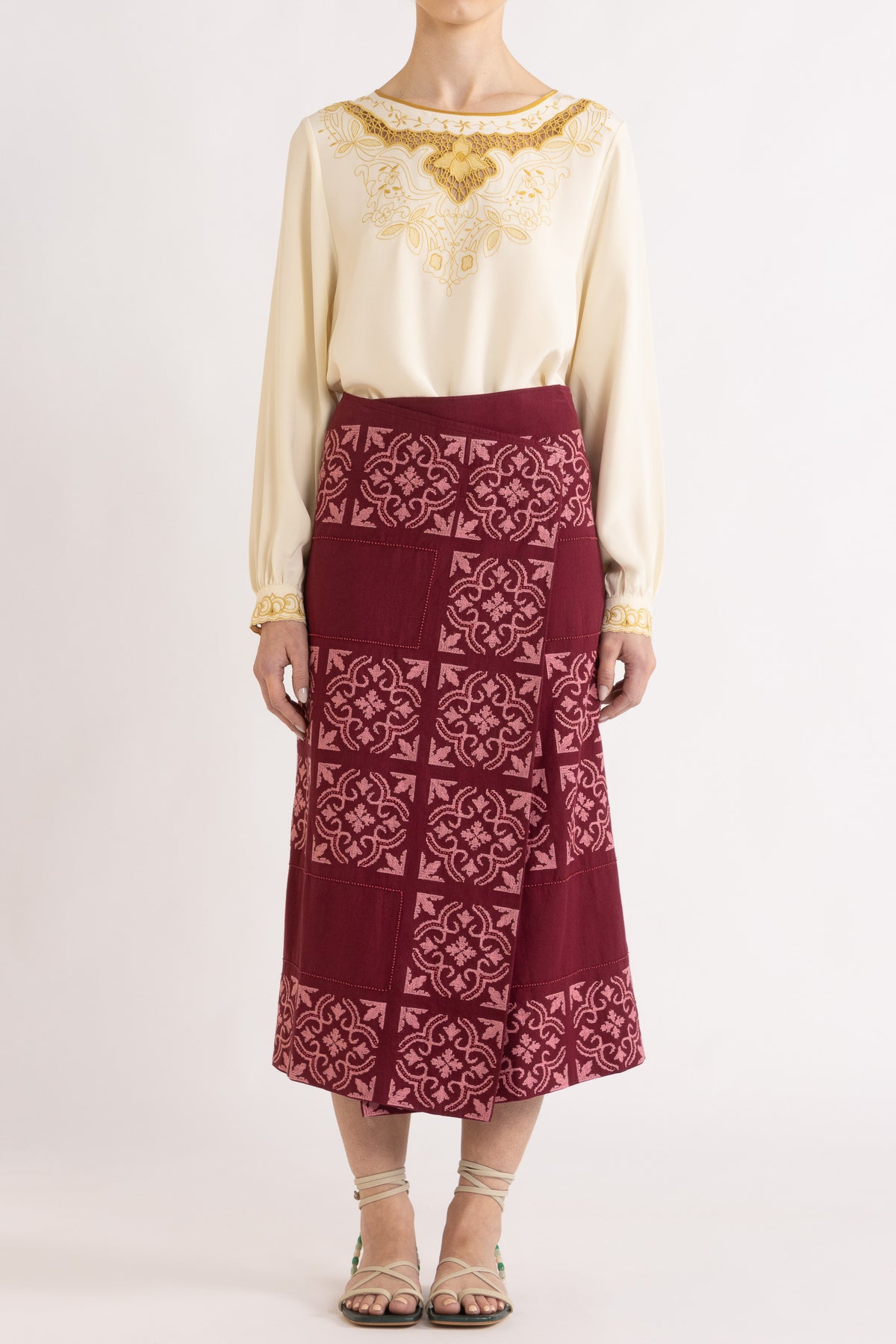 Lina Silk Crepe Long Sleeve Top
