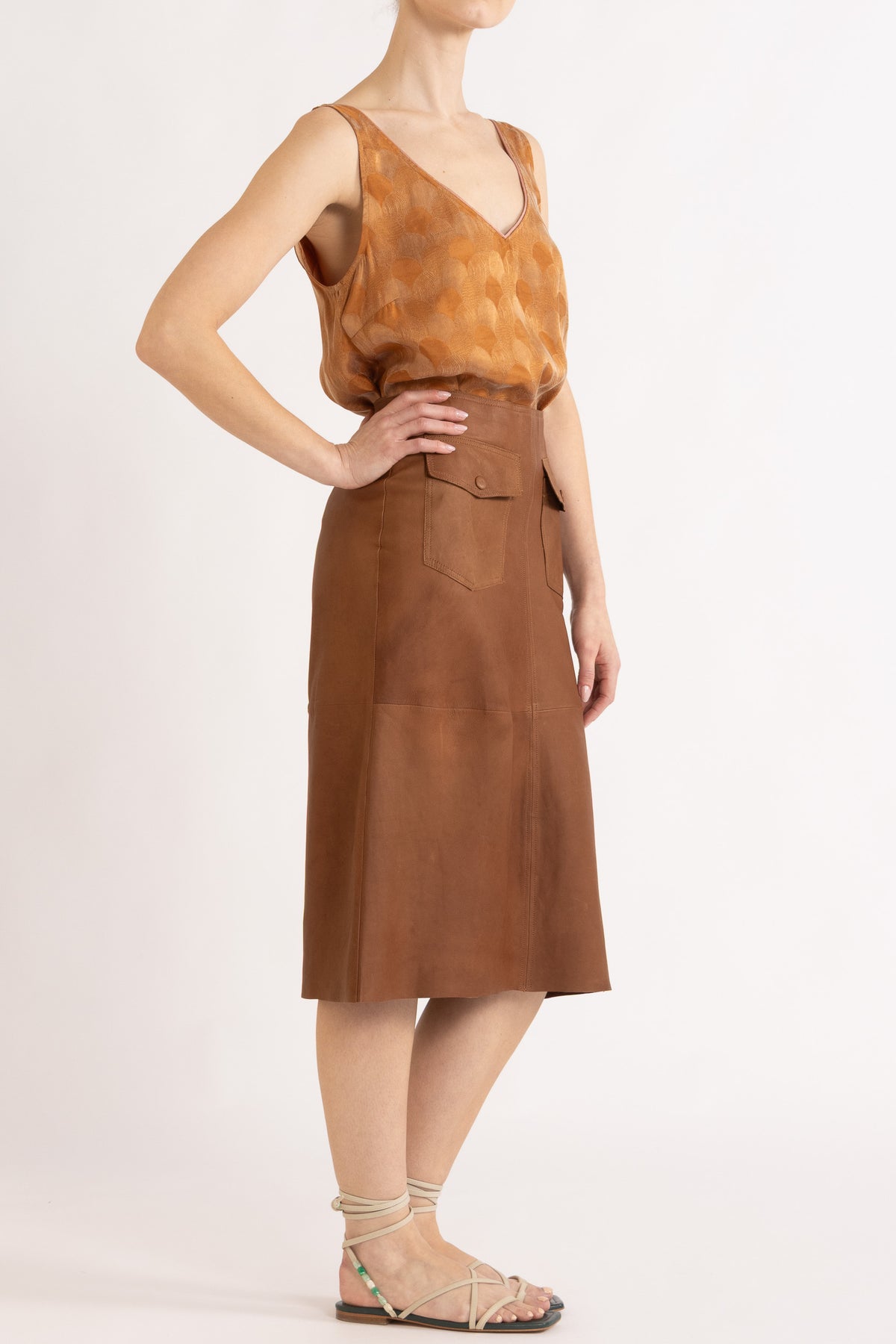 Frankie Leather Midi Skirt