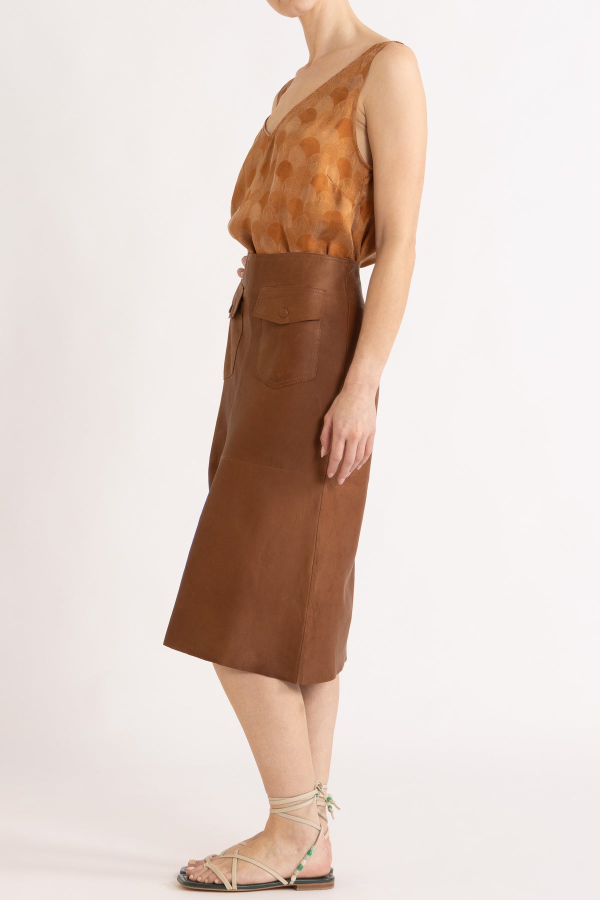 Frankie Leather Midi Skirt