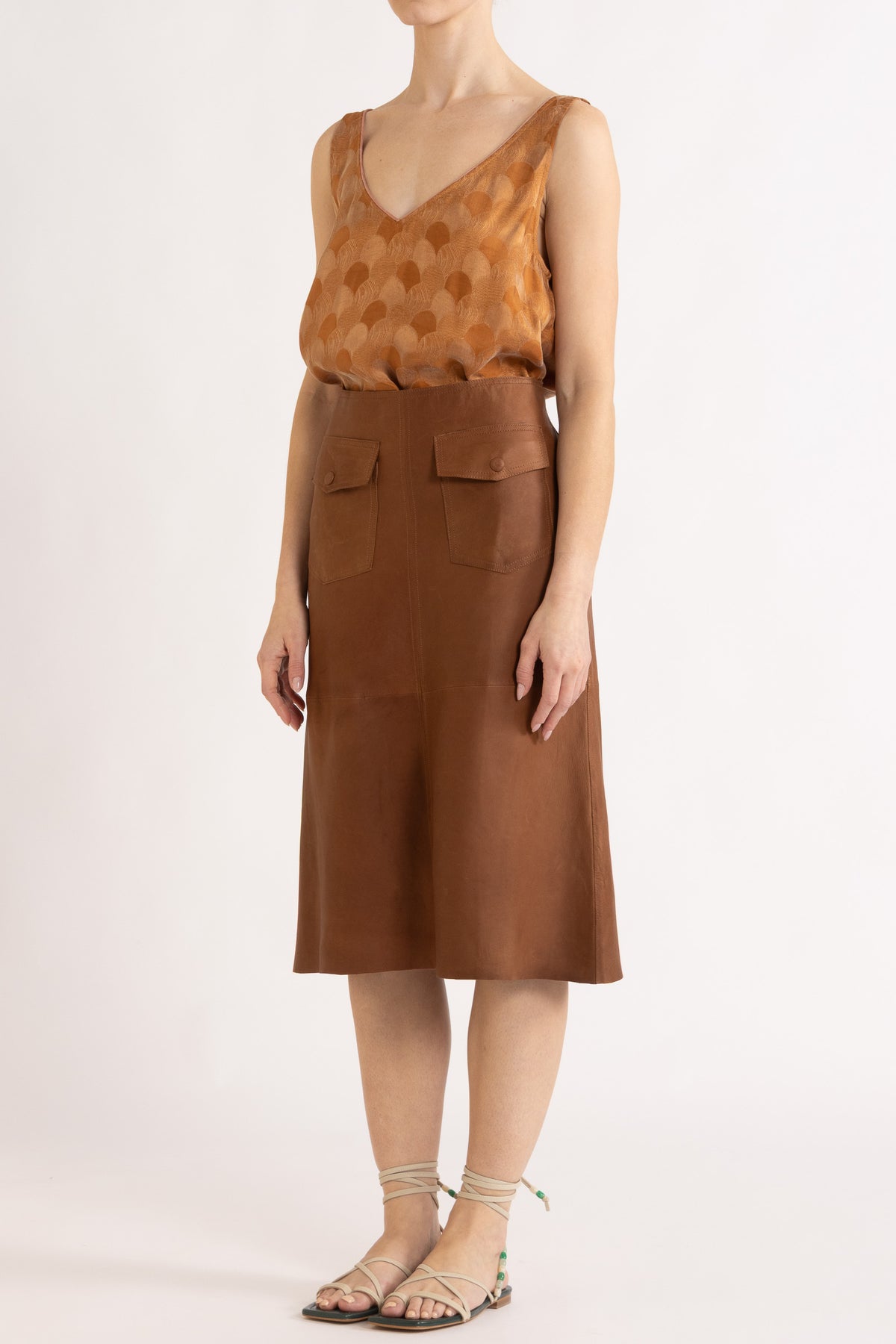Frankie Leather Midi Skirt