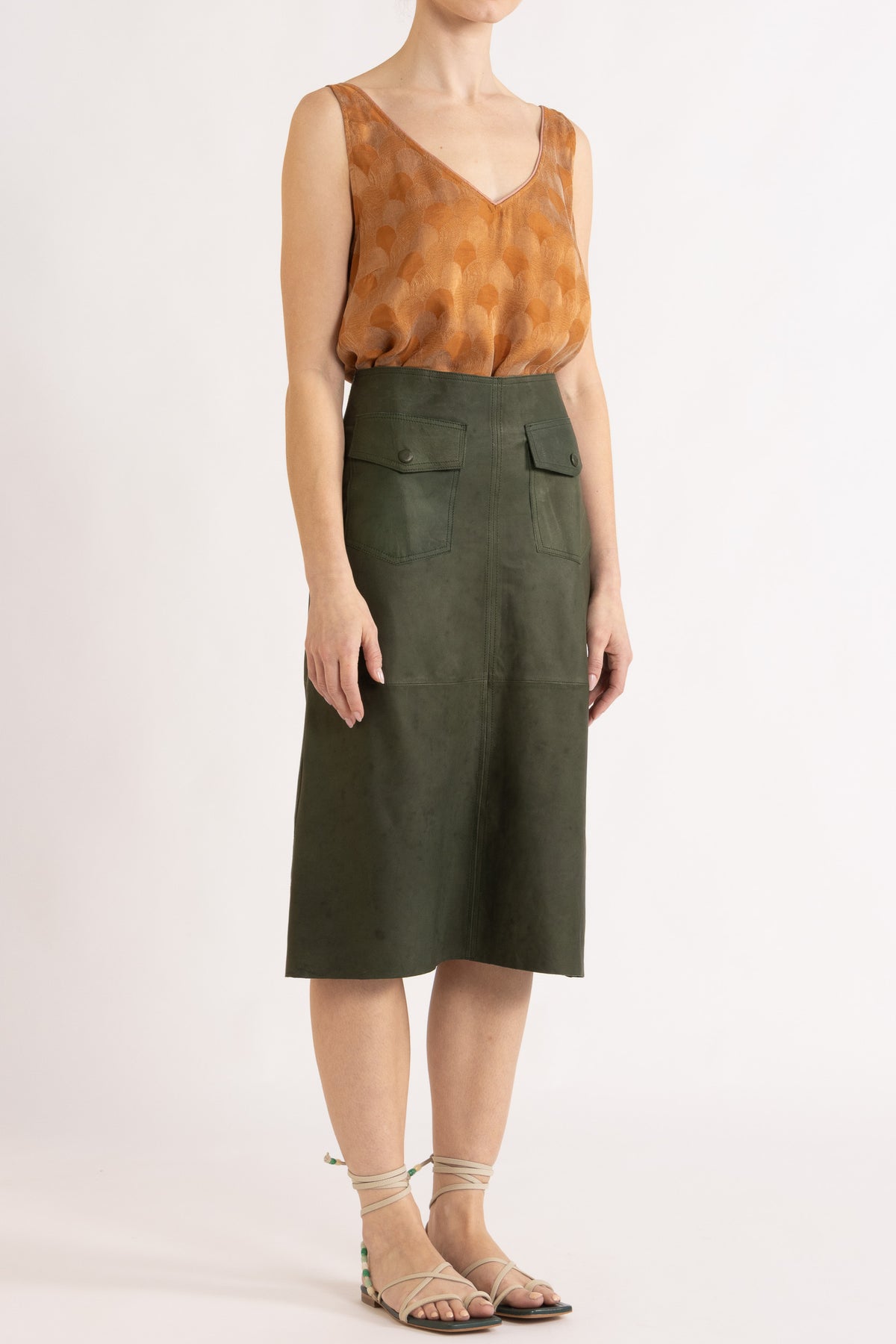 Frankie Leather Midi Skirt