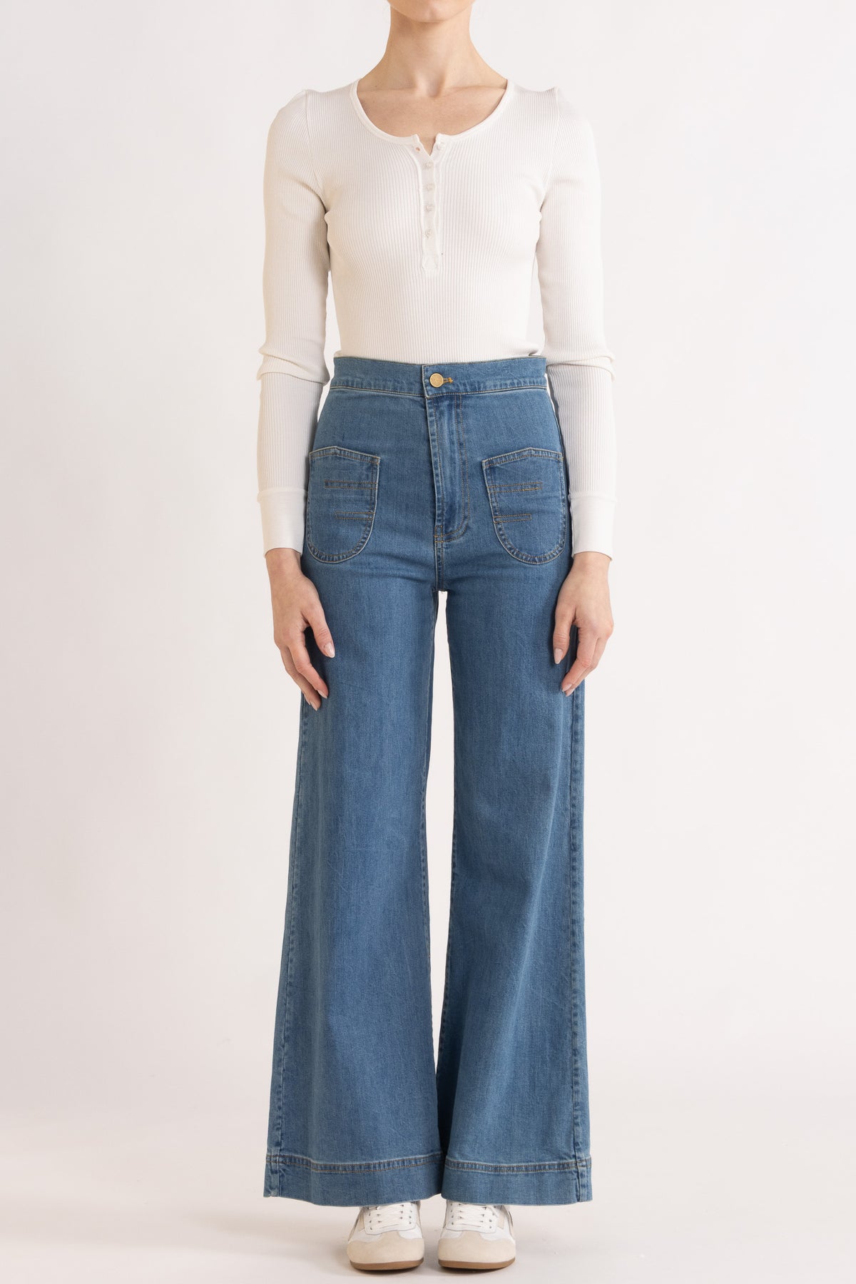 Clover Silk-Cotton Henley Long Sleeve Top