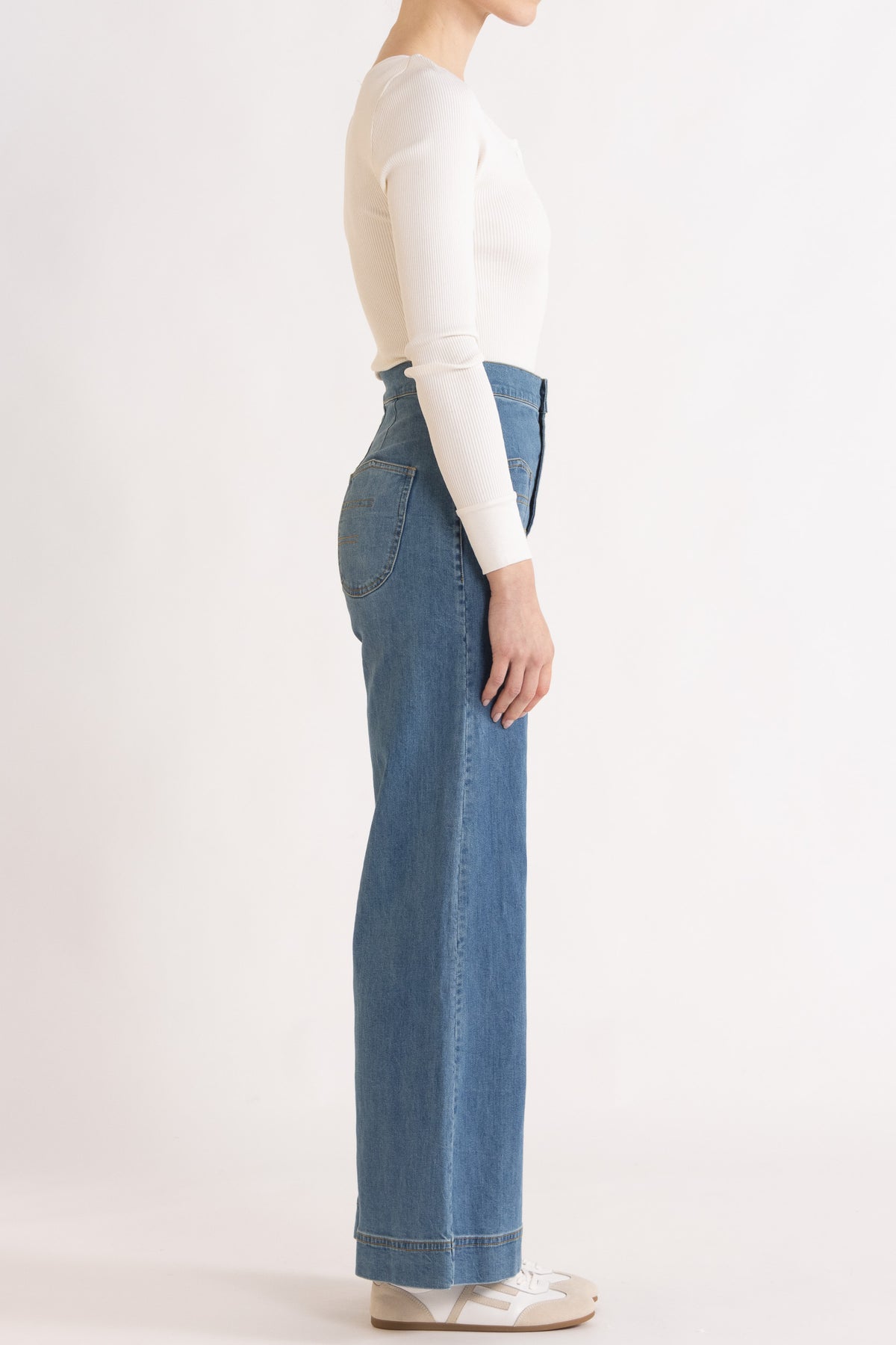 Clover Silk-Cotton Henley Long Sleeve Top