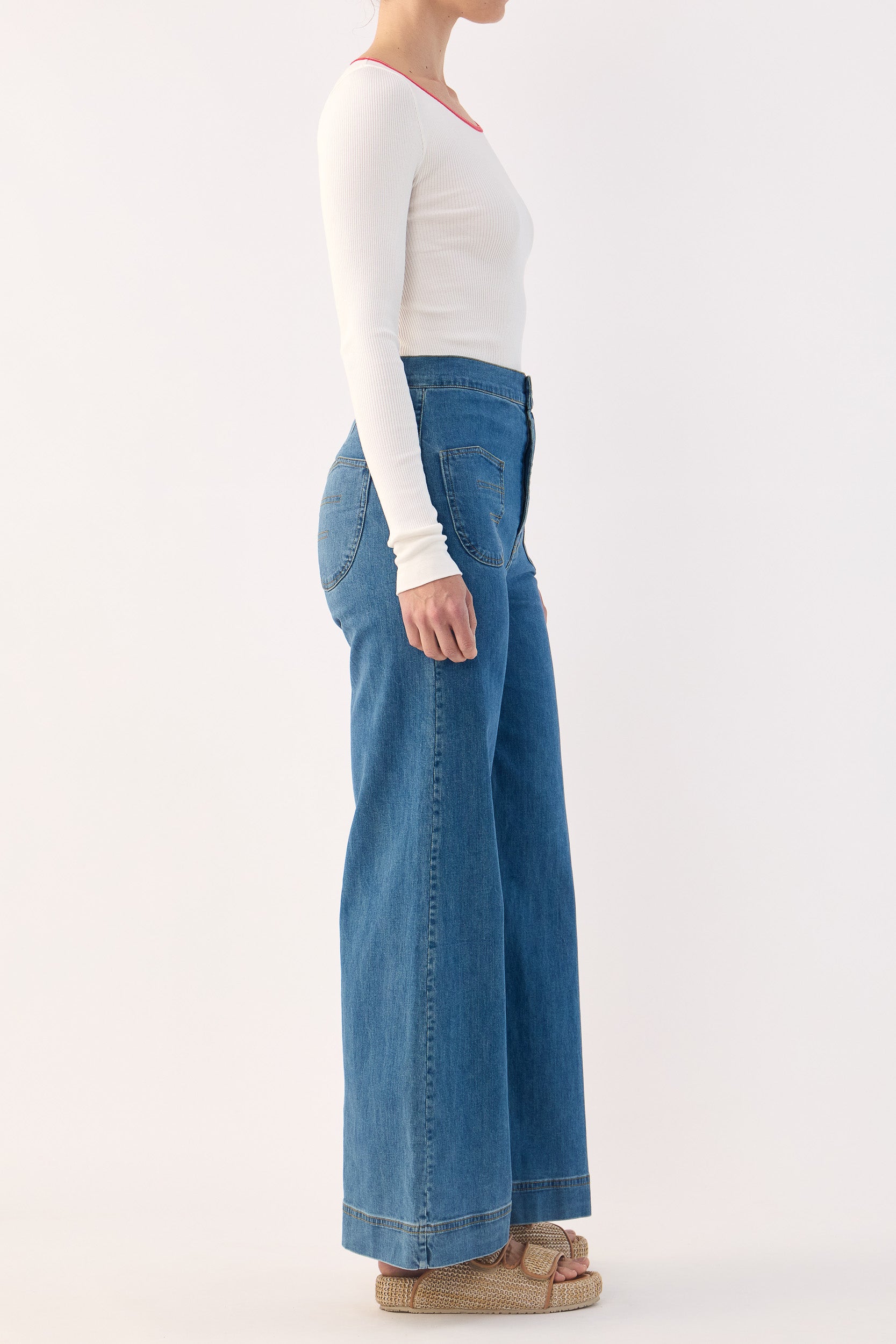 Carli Ribbed Silk-Cotton Long Sleeve Top