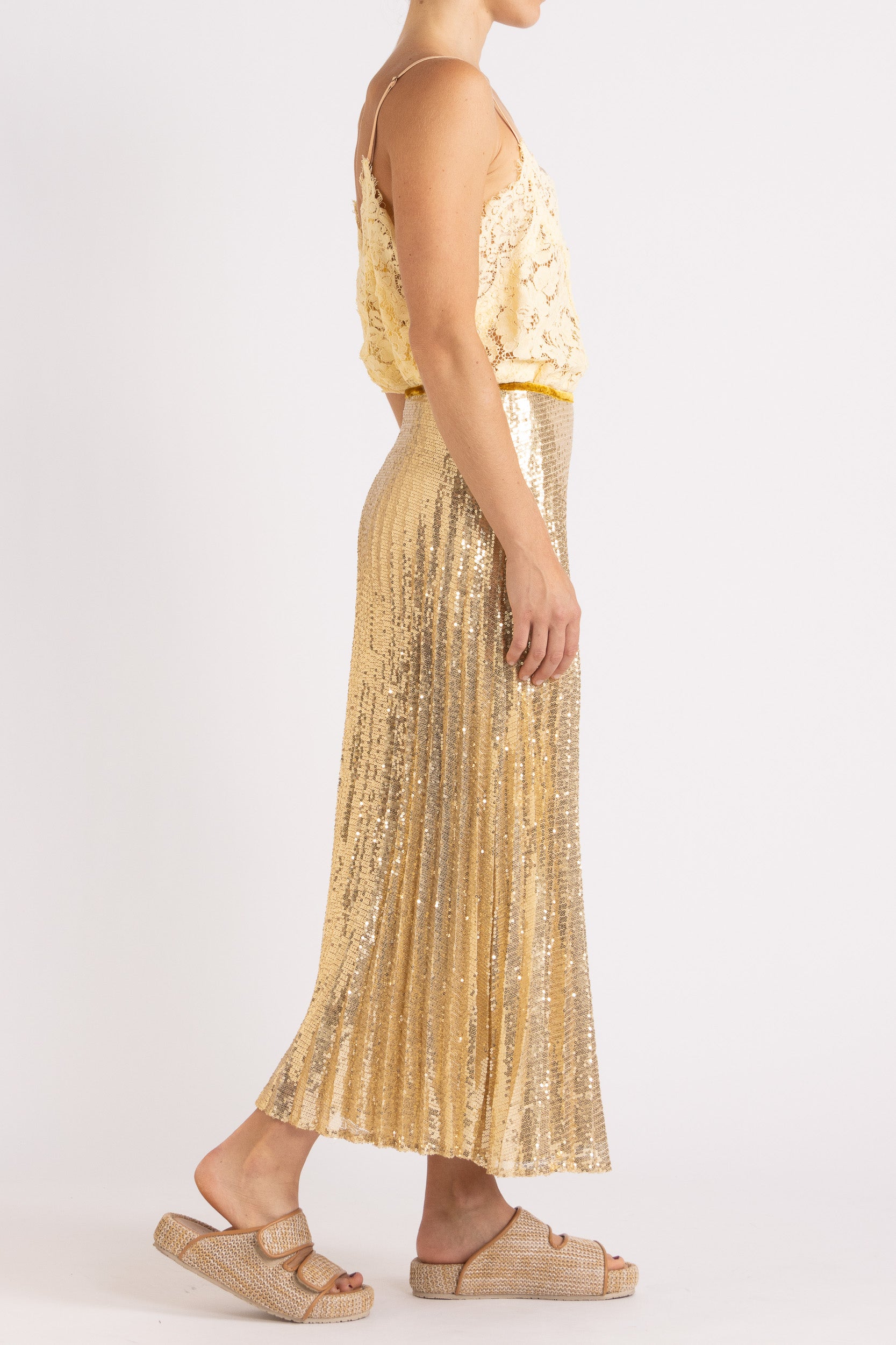 Sigrid Sequin Pleated Skirt