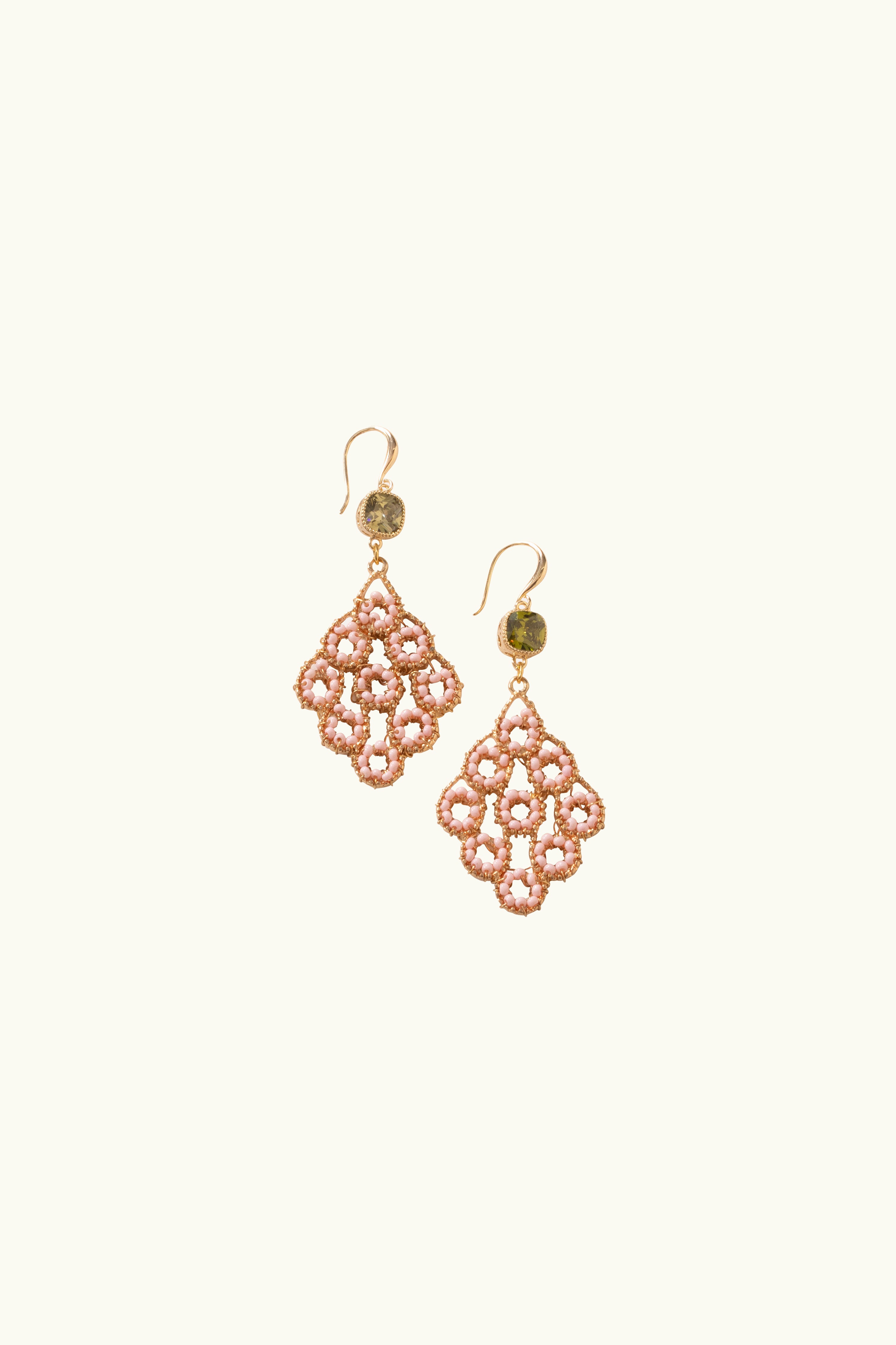 Gabbi Kelly Beaded Coral Diamond Drop Earrings