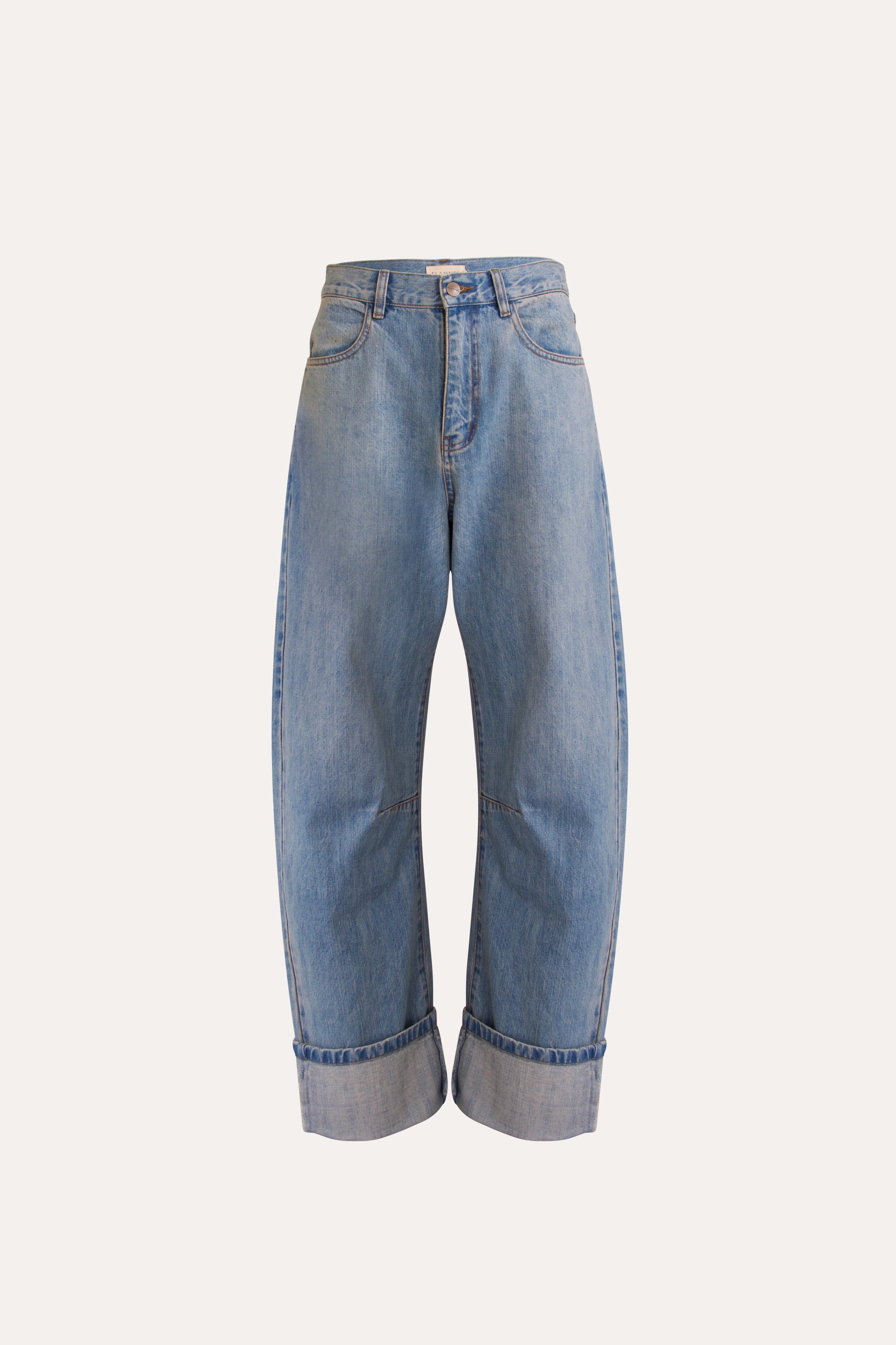 Clay Washed Denim Bow Leg Jean