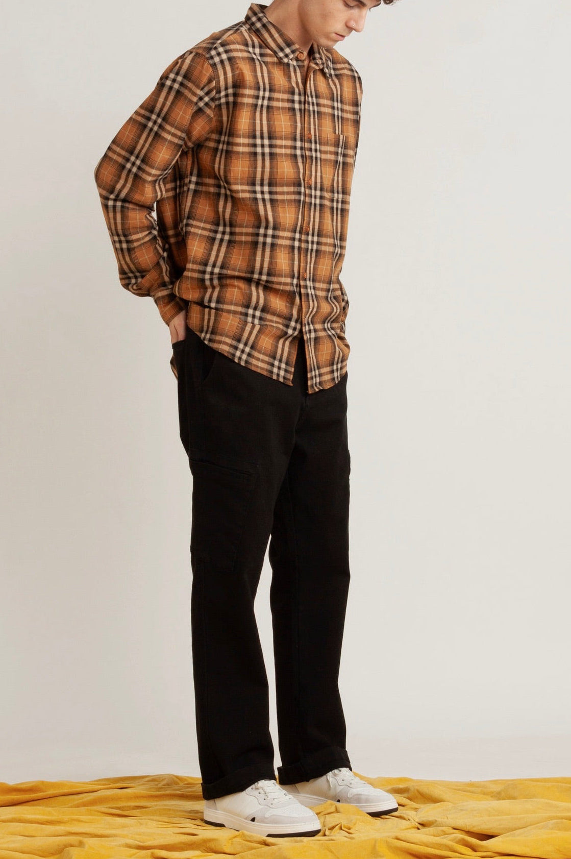 Valiant Relaxed Brown Check Cotton Shirt