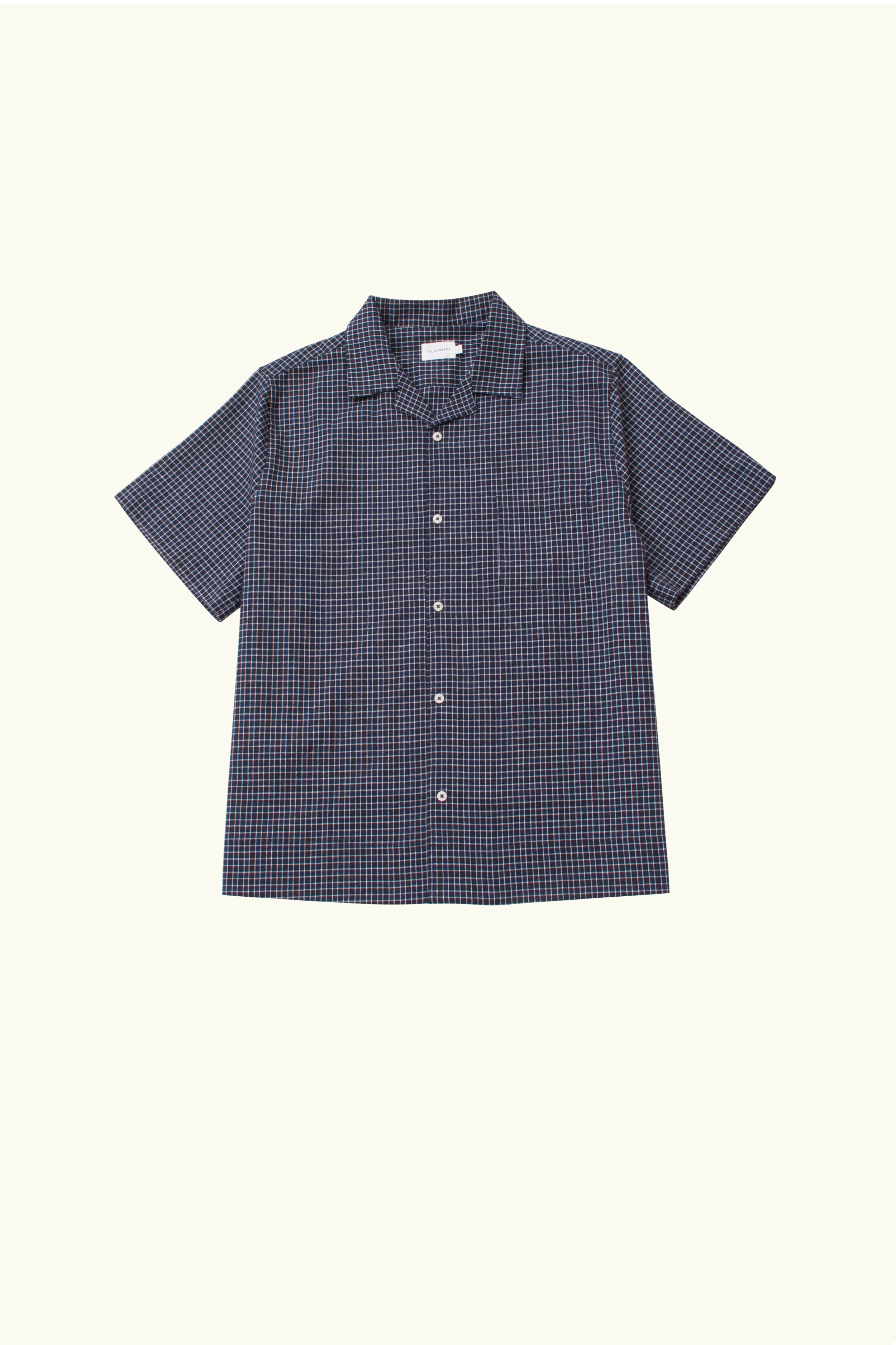 Arrow Check Cotton-Linen Short Sleeve Shirt