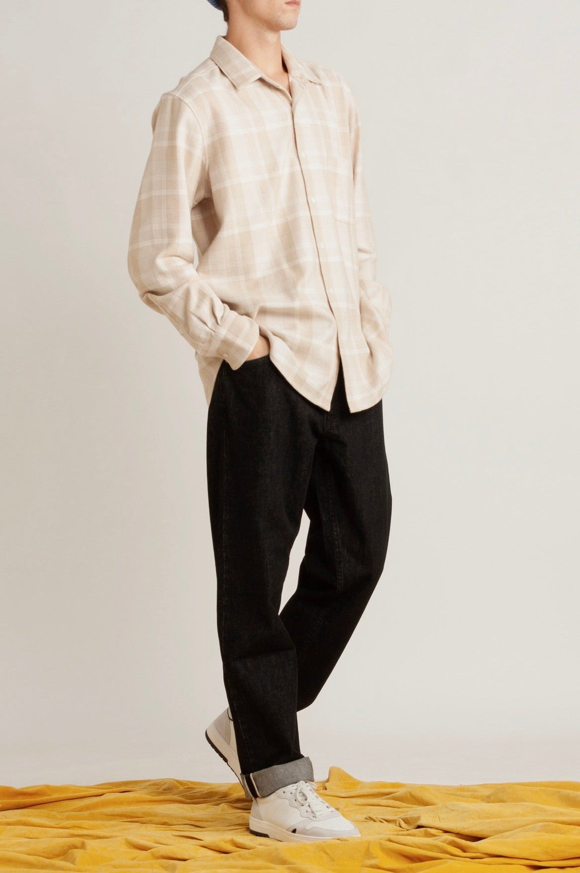 Shelby Sand Check Cotton Shirt