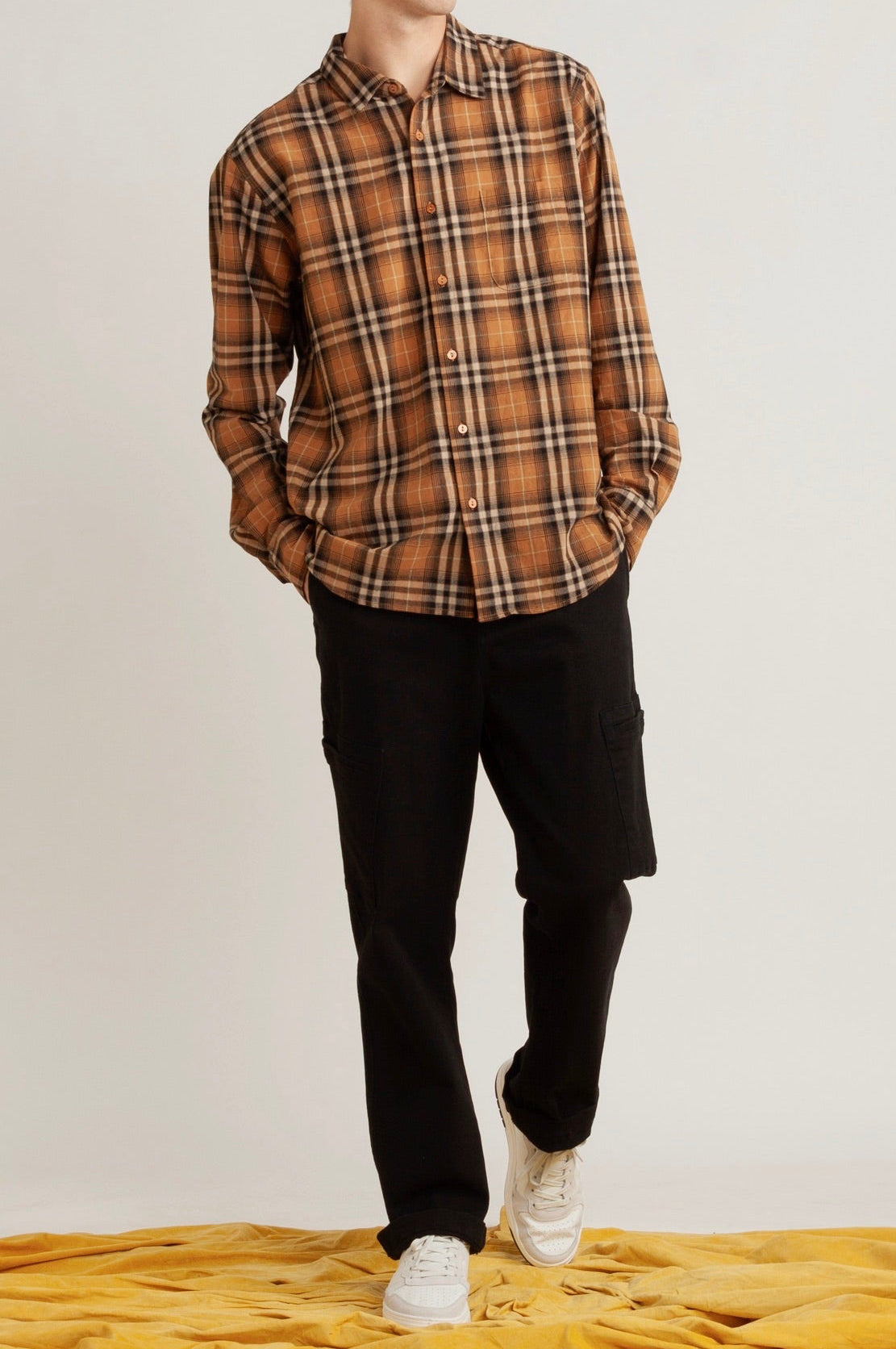 Valiant Relaxed Brown Check Cotton Shirt