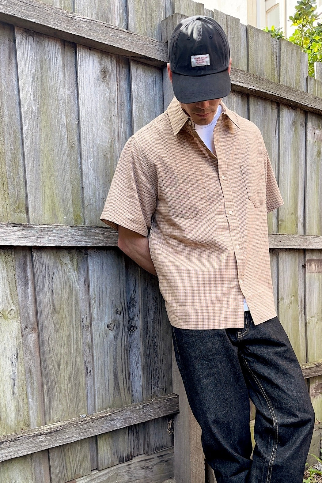 Travis Check Cotton Short Sleeve Shirt Camel