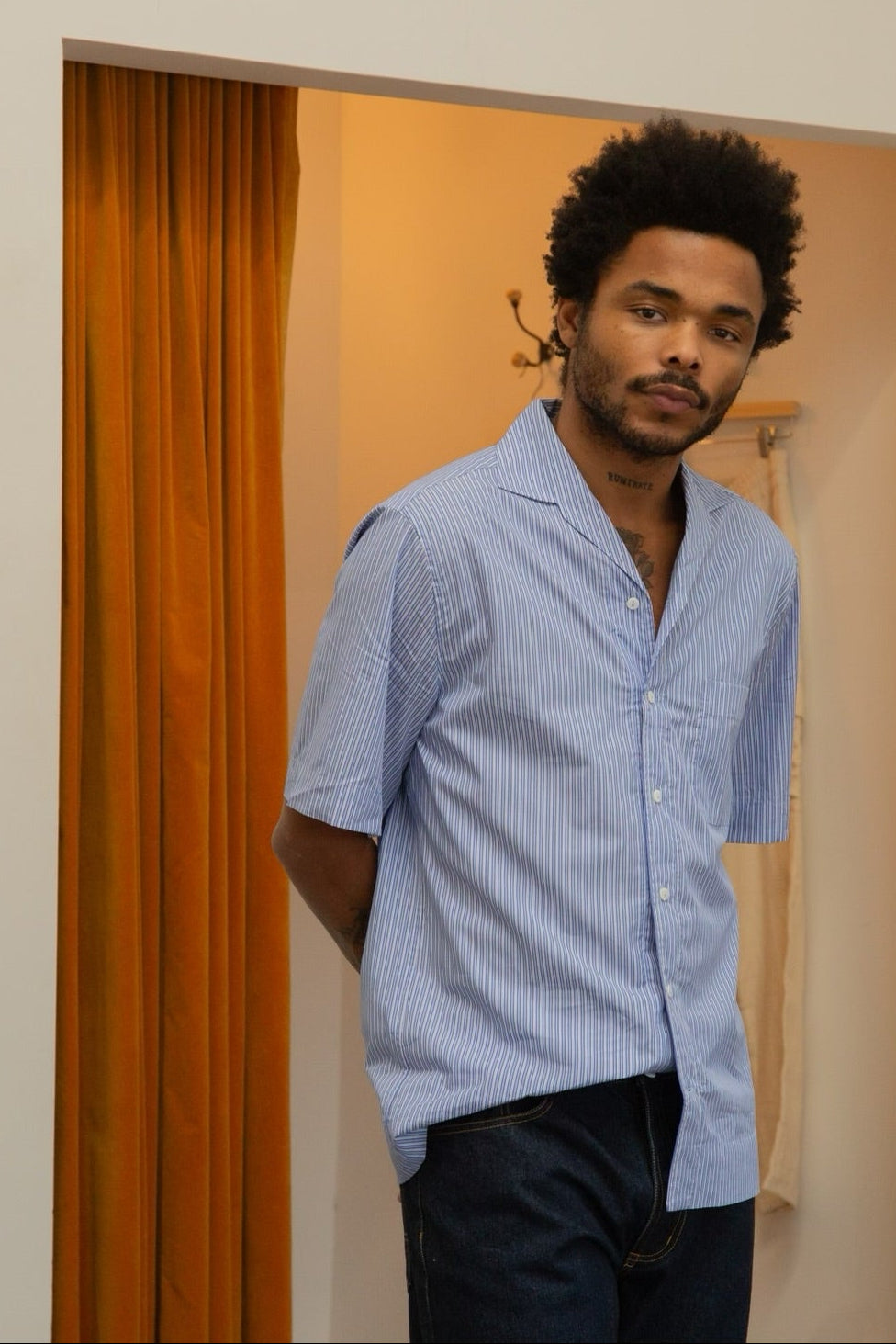 Establishment Blue Stripe Short Sleeve Shirt