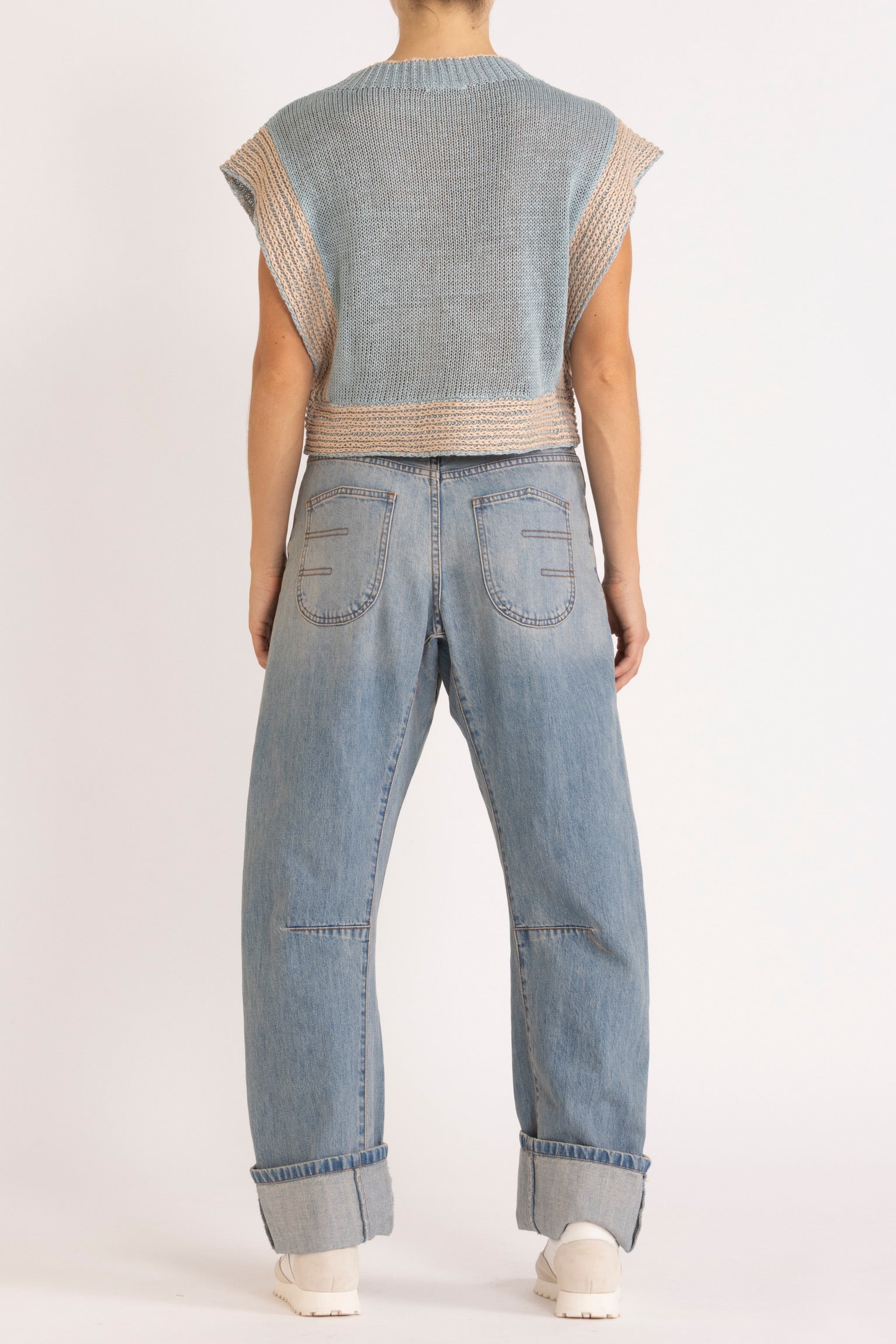 Clay Washed Denim Bow Leg Jean