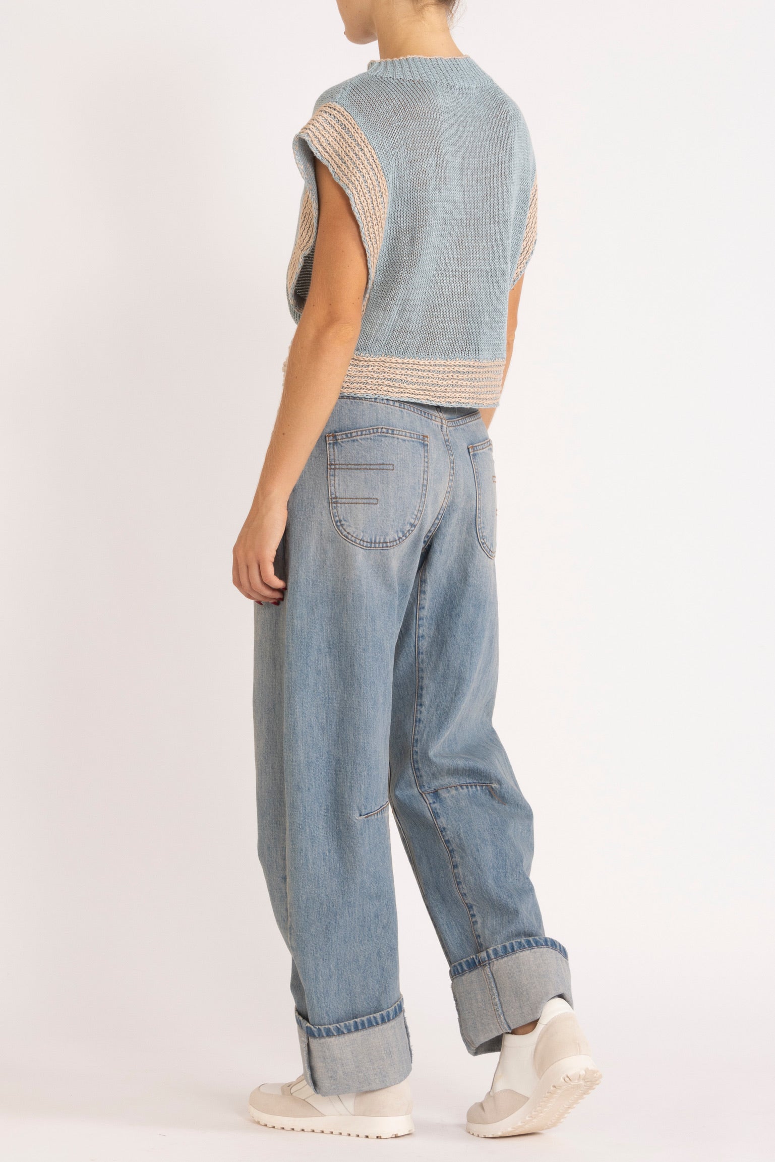 Clay Washed Denim Bow Leg Jean