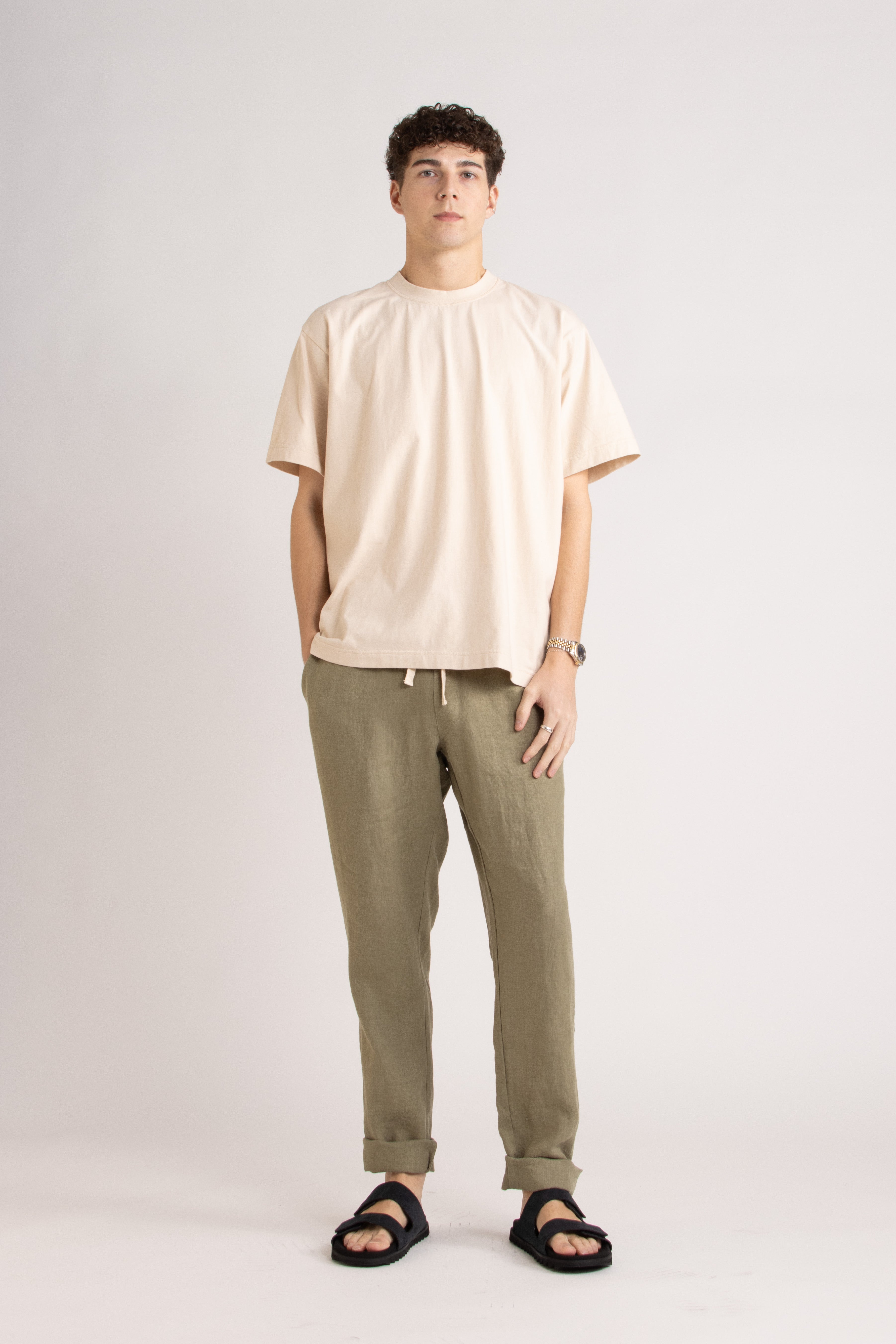 Elijah Straight Leg Linen Pant