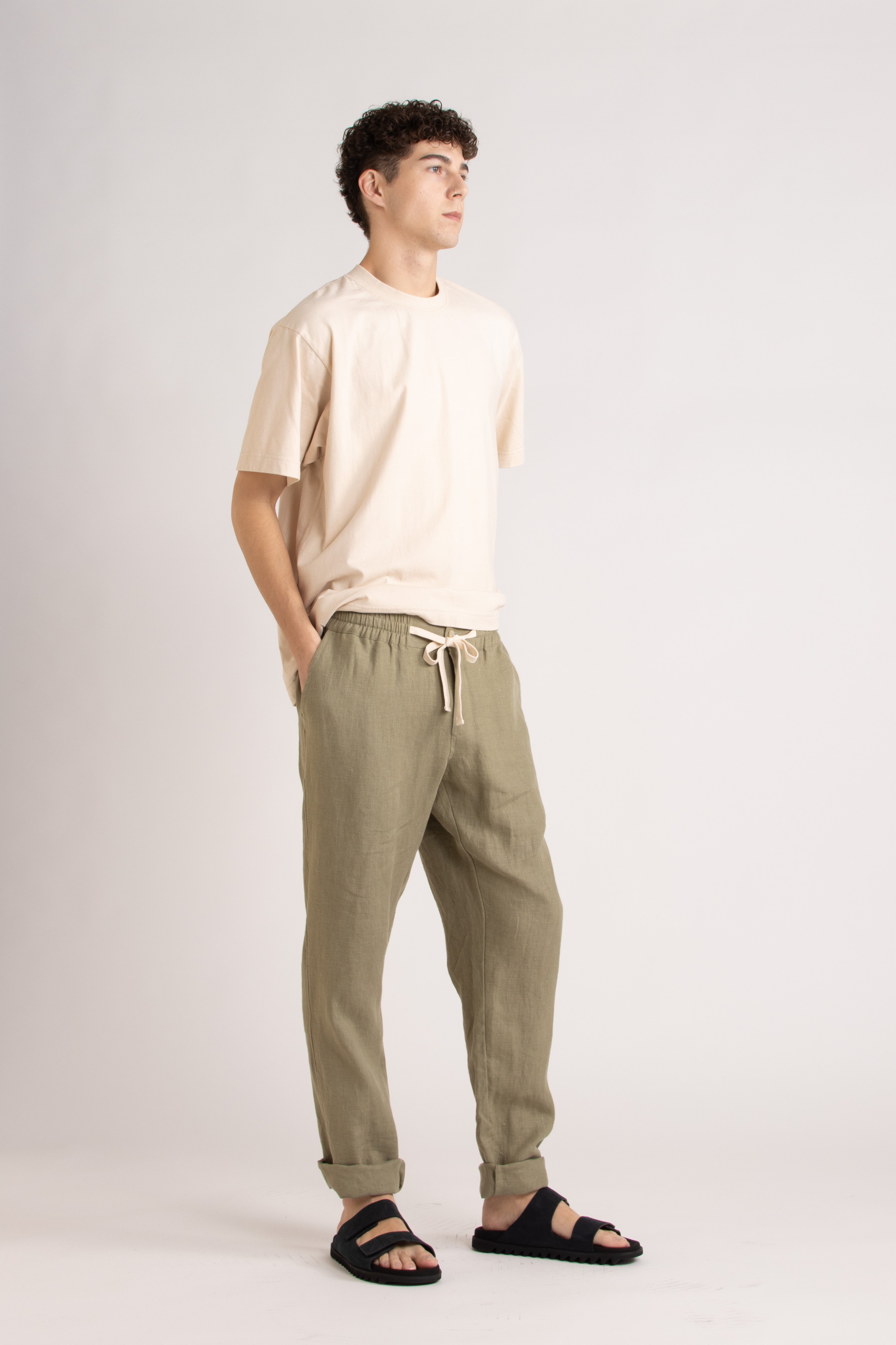 Elijah Straight Leg Linen Pant