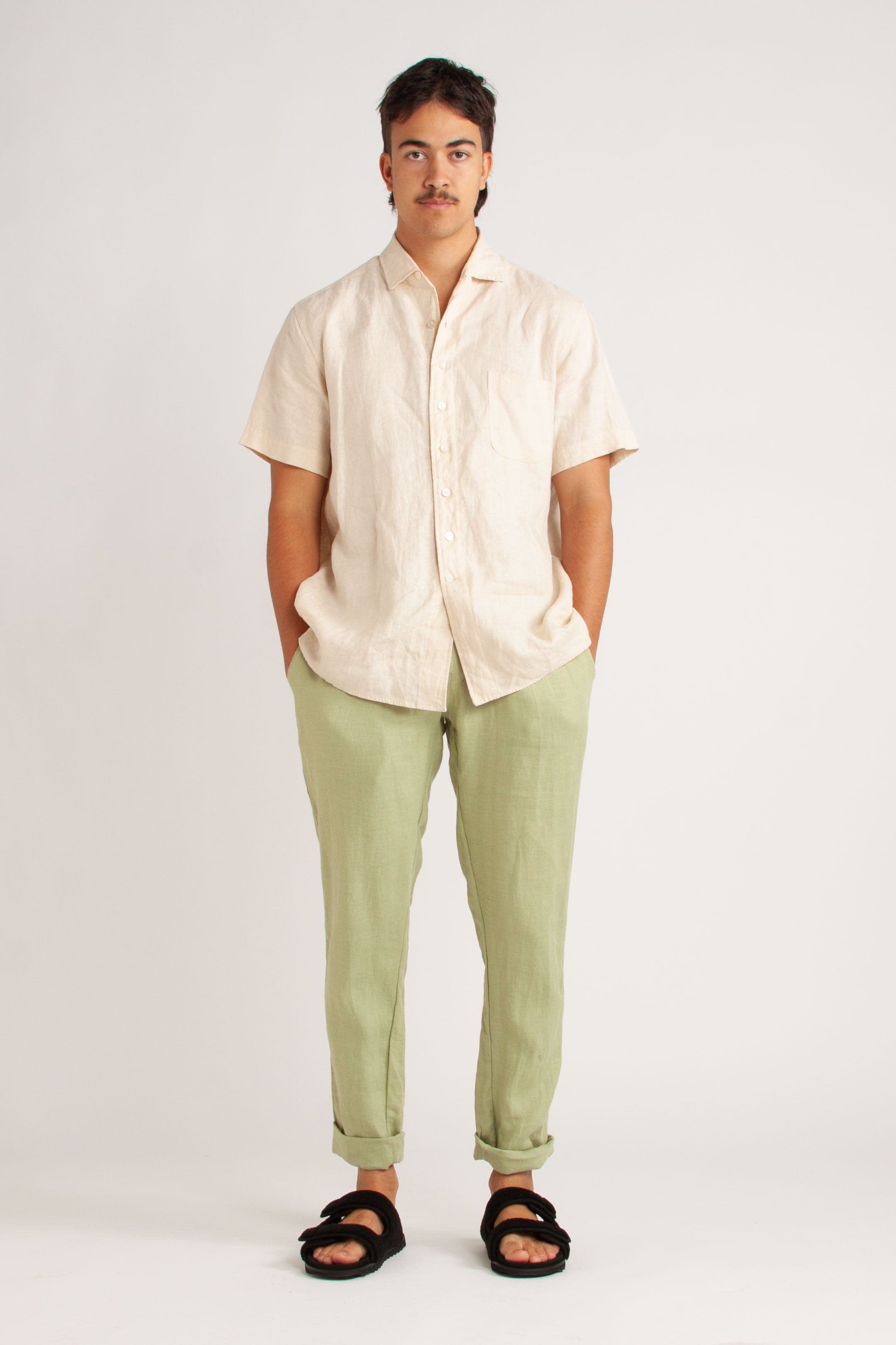 Elijah Straight Leg Linen Pant