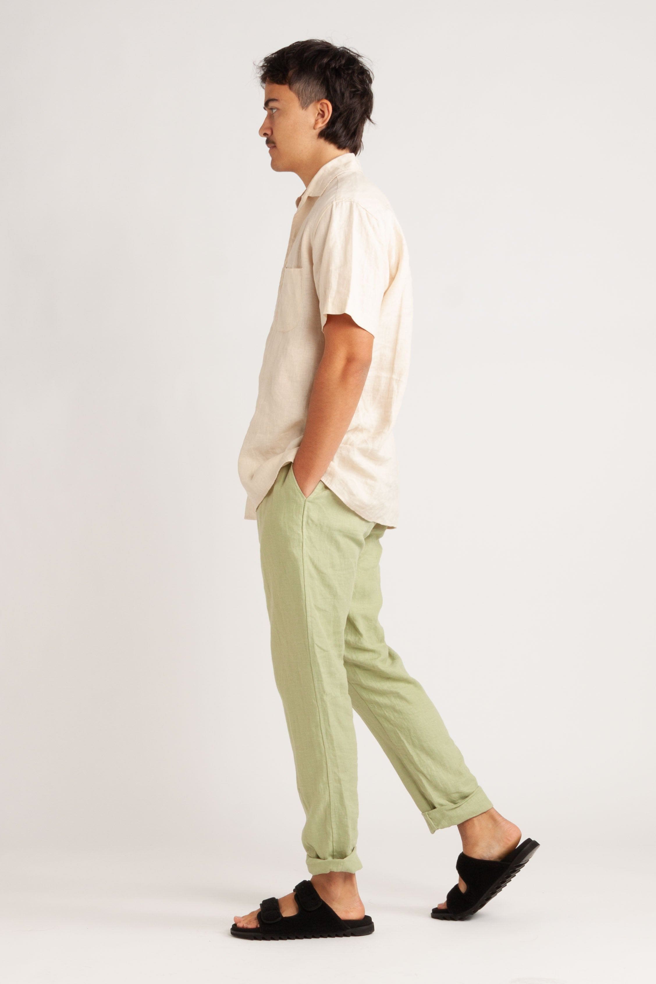 Elijah Straight Leg Linen Pant