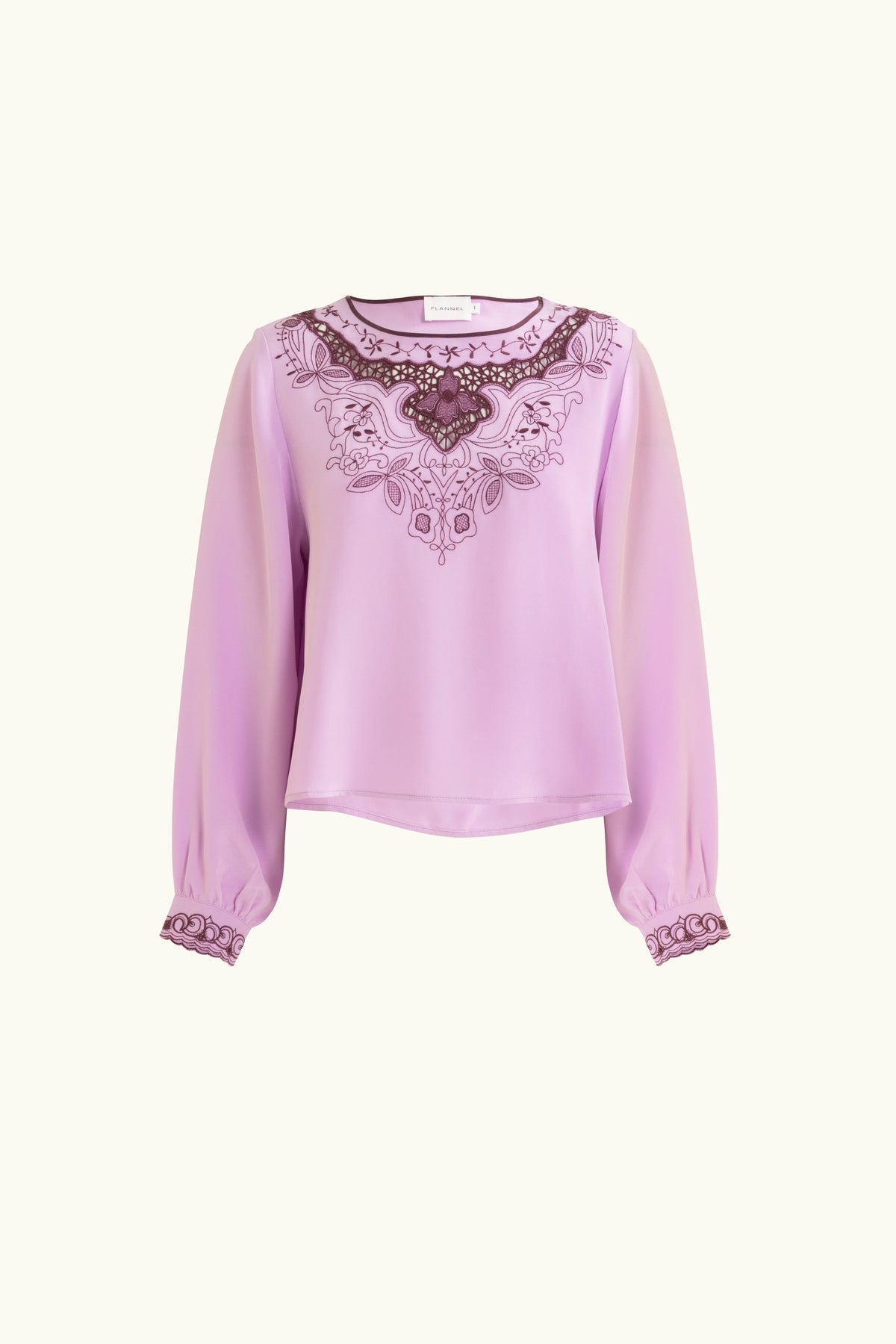 Lina Silk Crepe Long Sleeve Top