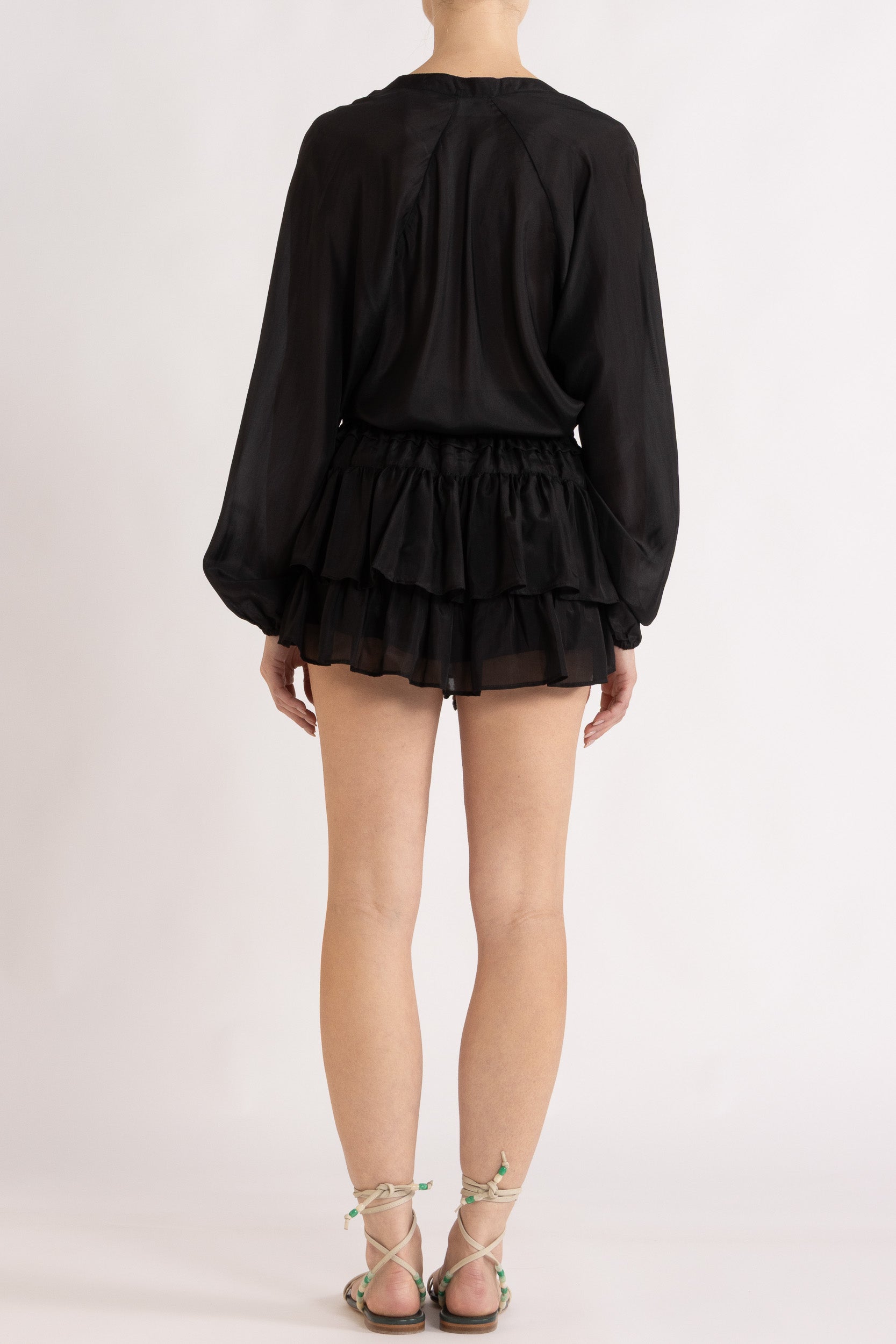 Amal Silk Habotai Long Sleeve Top