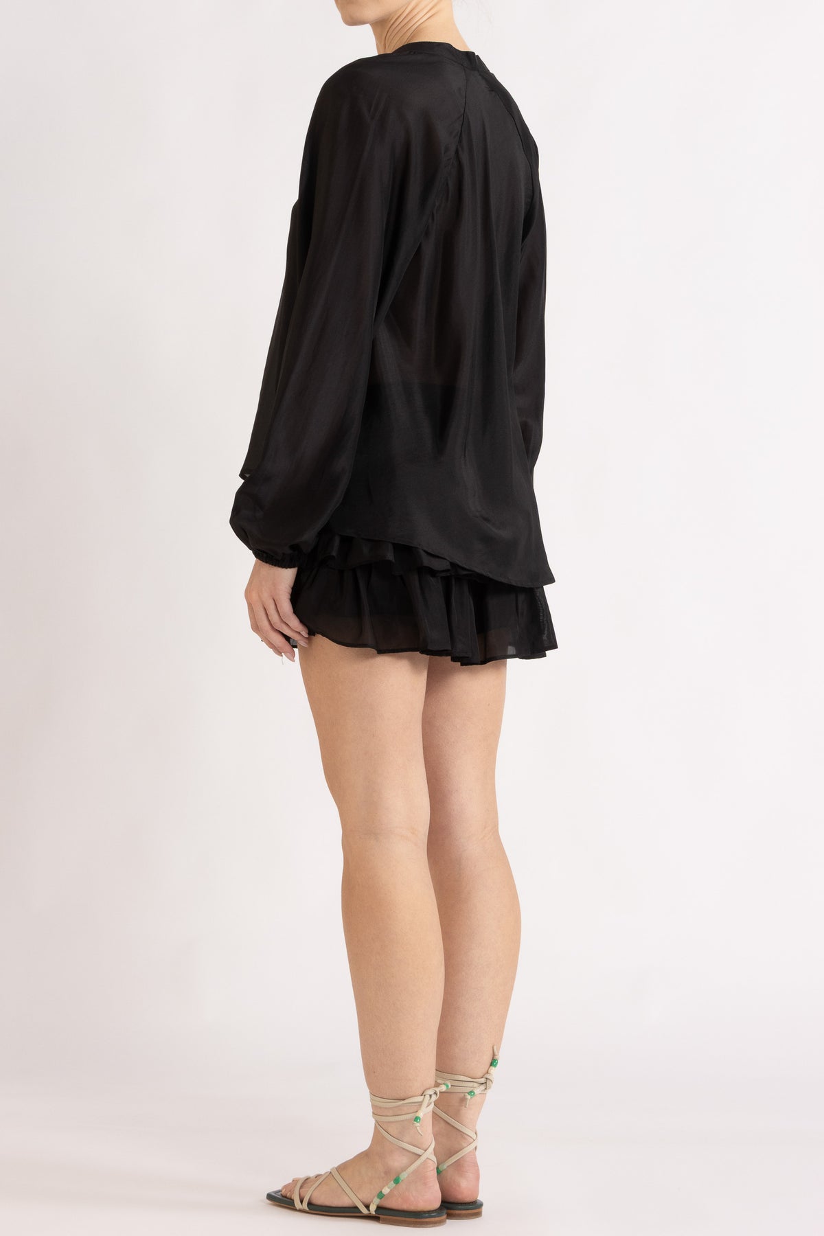 Amal Silk Habotai Long Sleeve Top