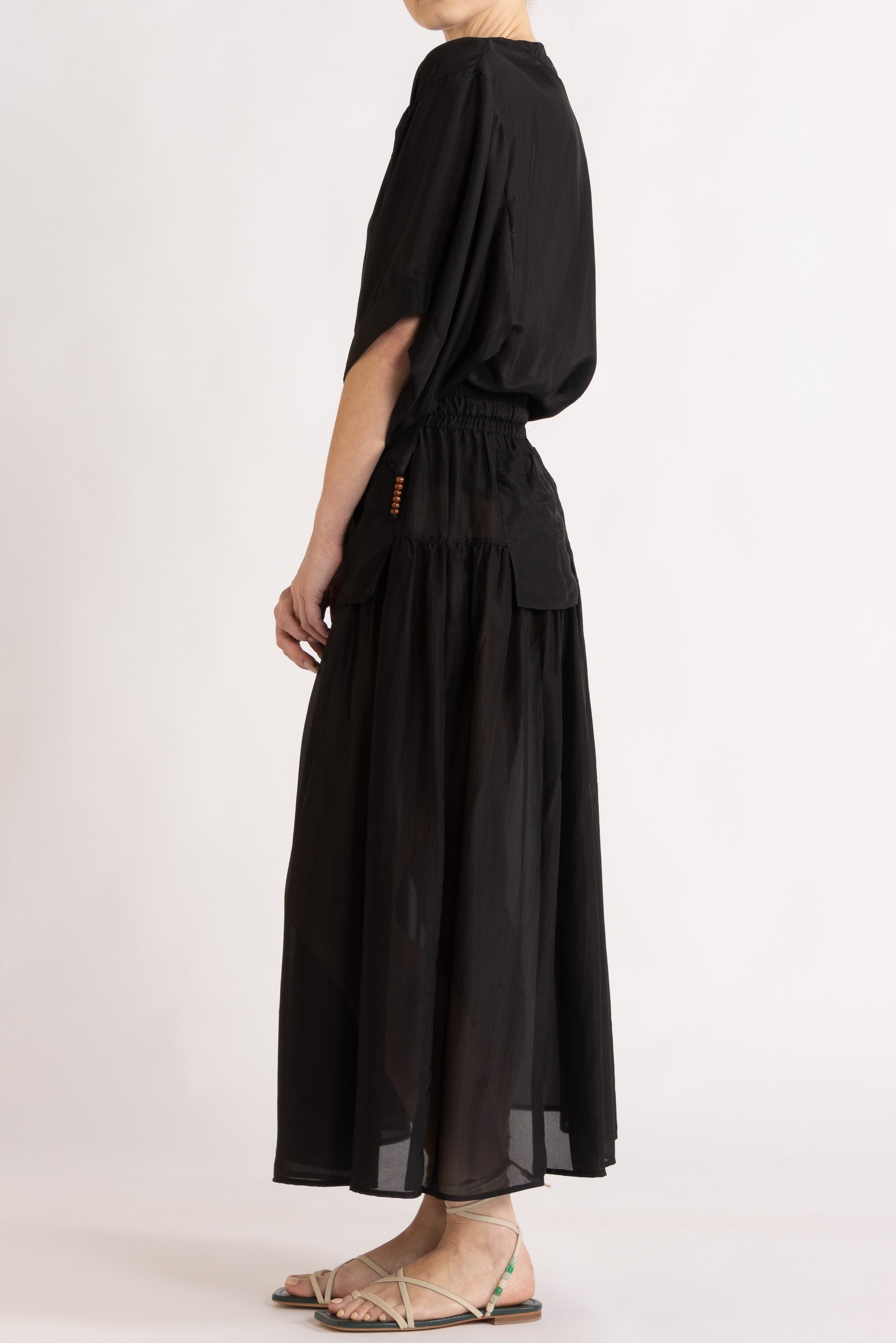 Amal Silk Habotai Short Sleeve Top