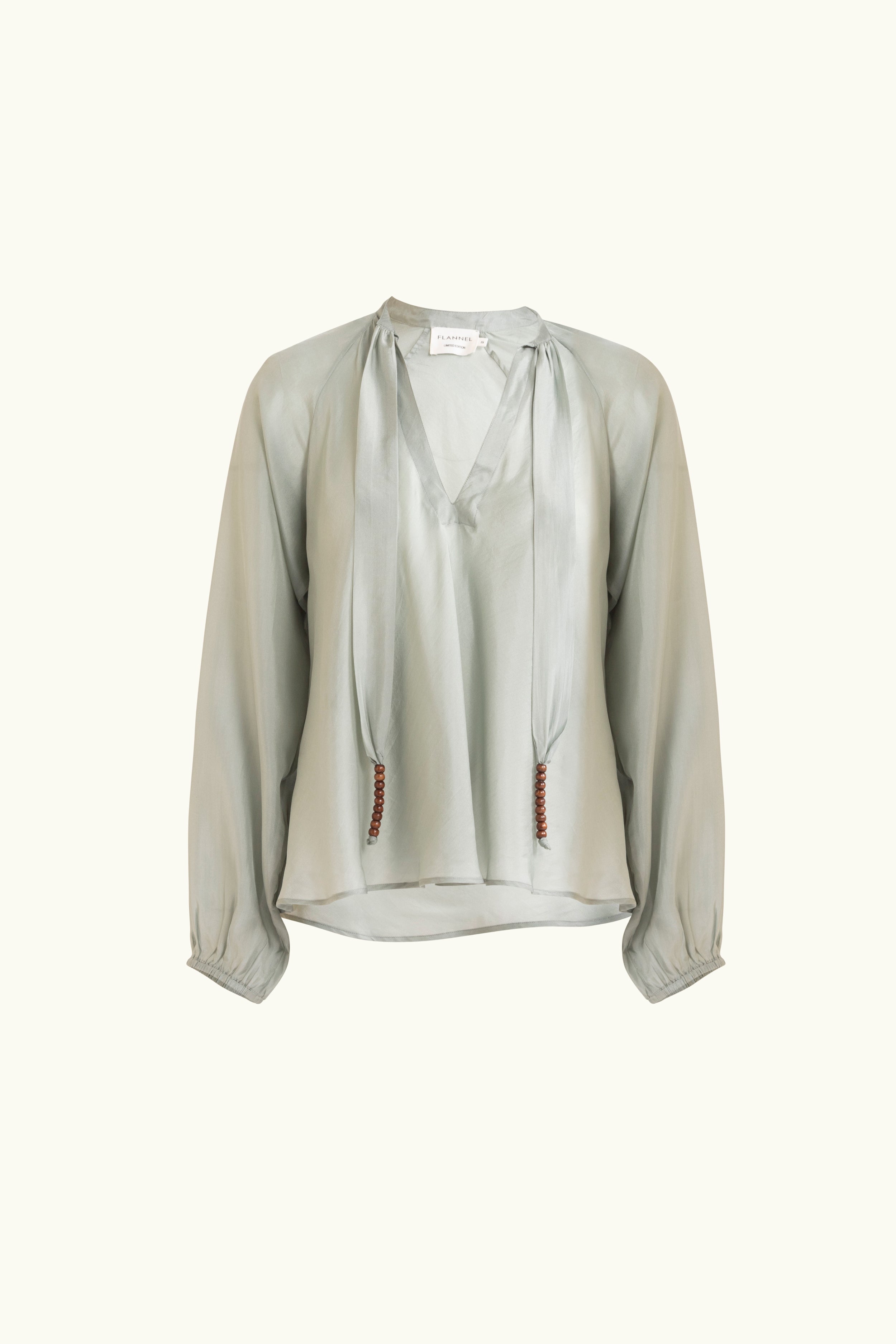 Amal Silk Habotai Long Sleeve Top