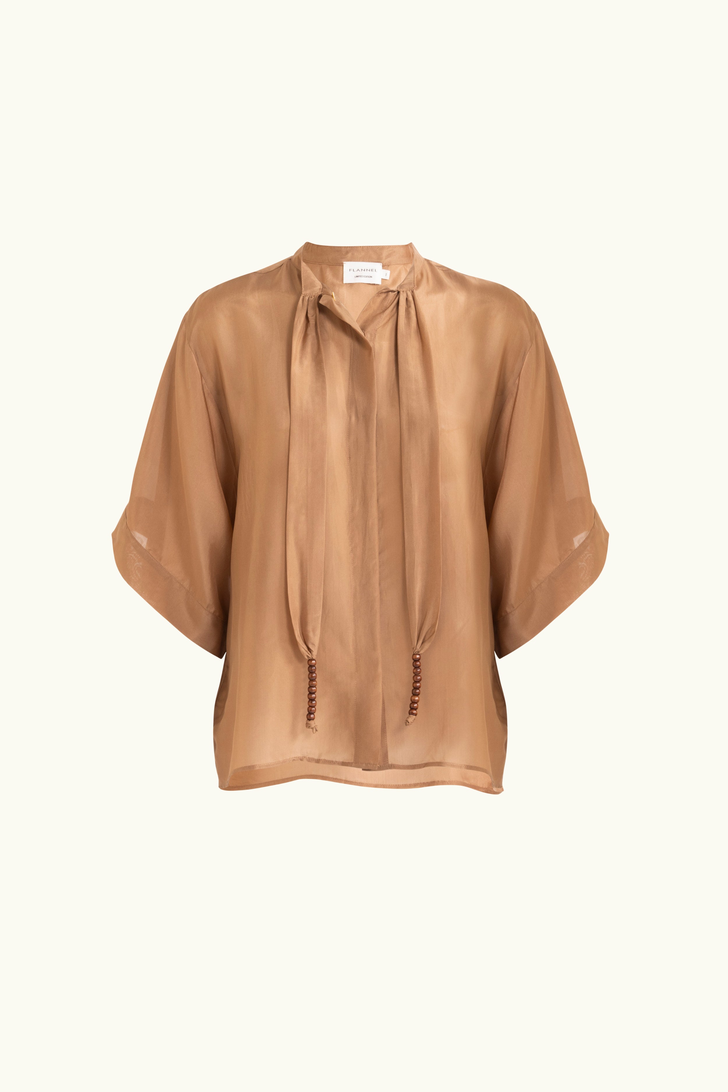 Amal Silk Habotai Short Sleeve Top