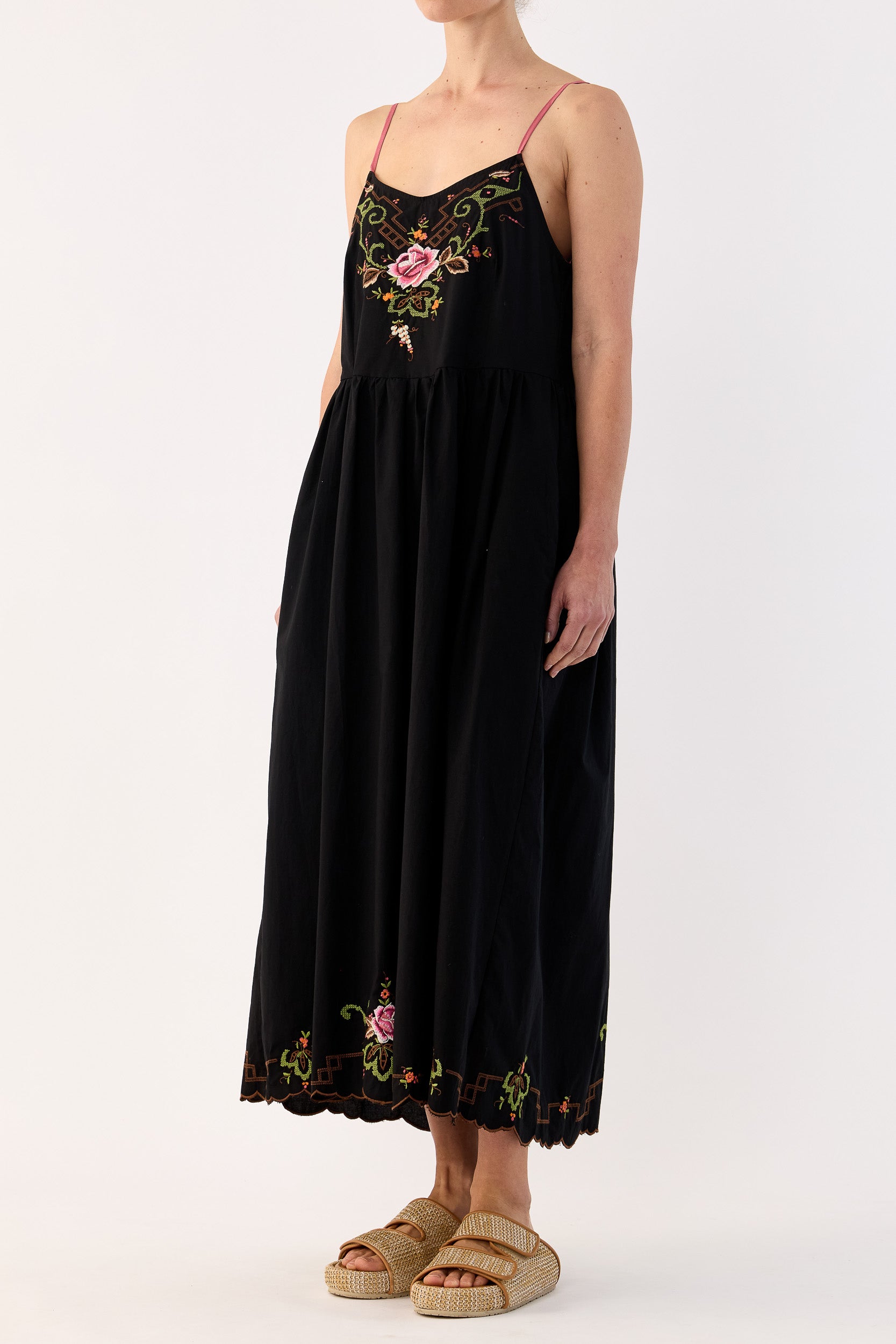 Esther Embroidered Cotton Cami Dress