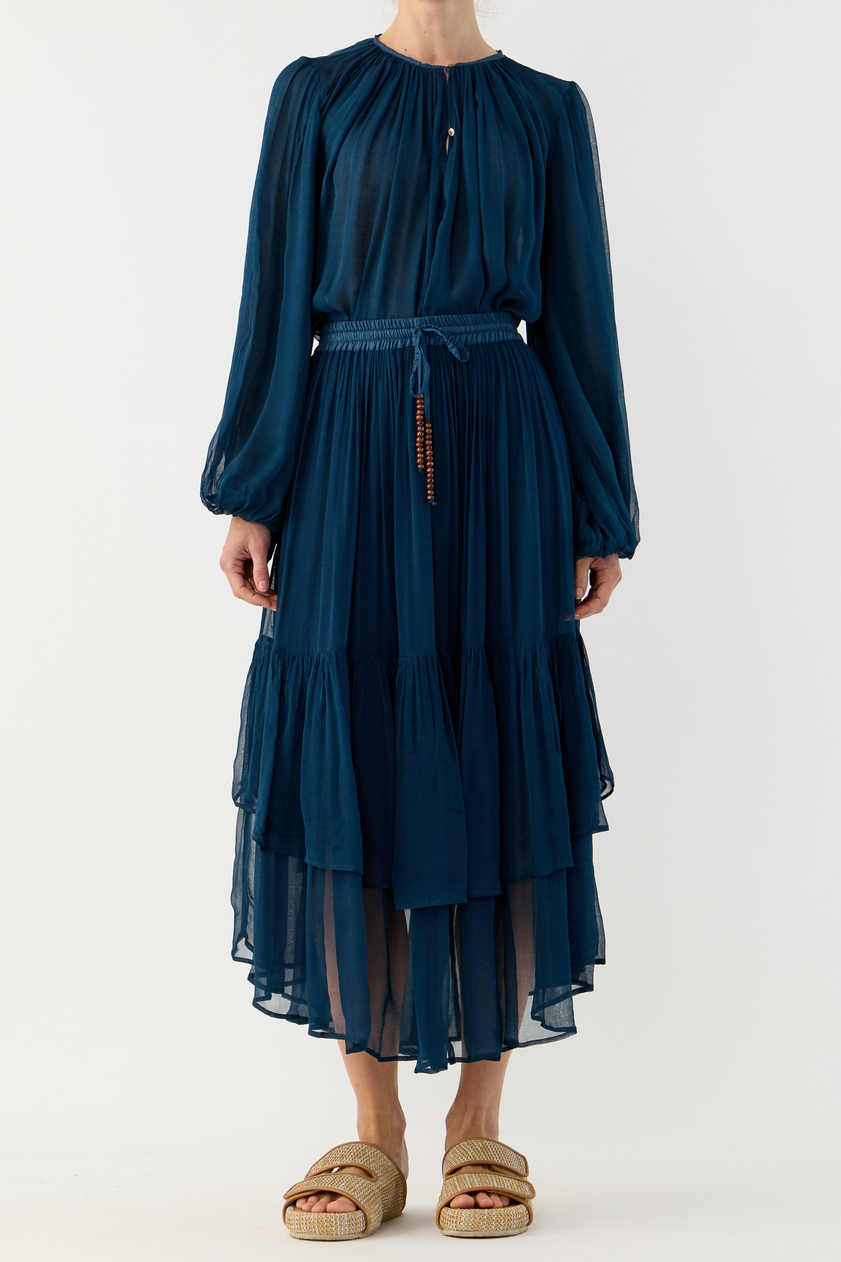 Lucinda Crinkle Chiffon Long Sleeve Top
