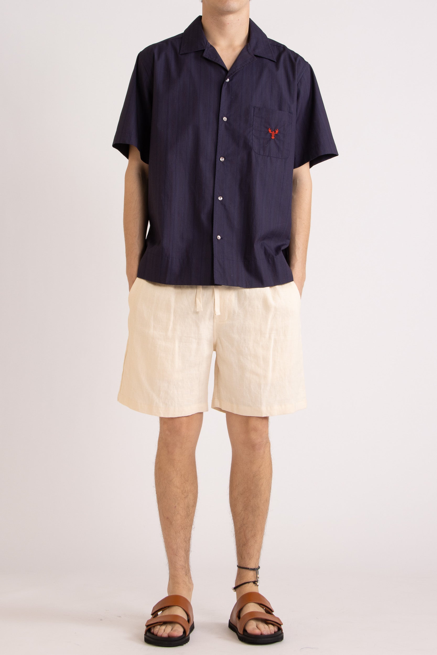 Atticus Cotton Short Sleeve Shirt with Lobster Embroidery