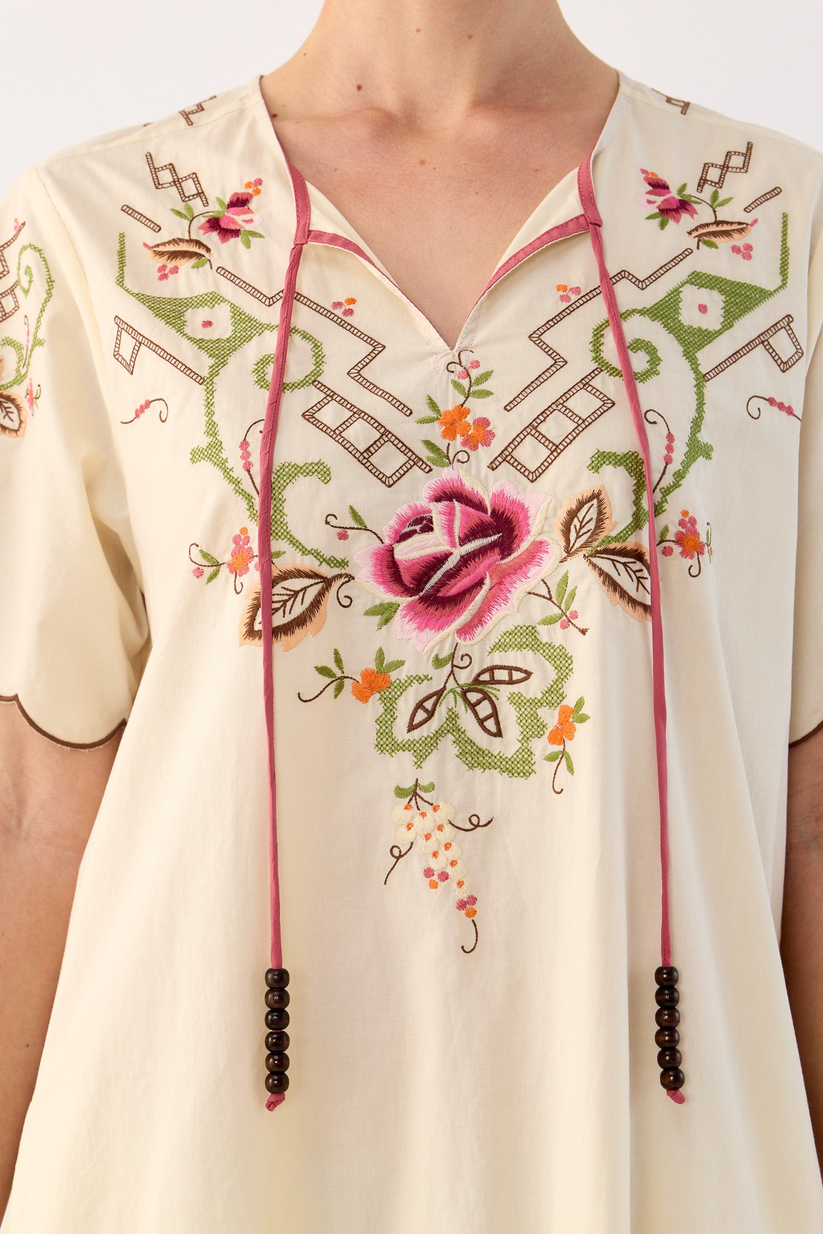 Esther Embroidered Cotton Short Dress