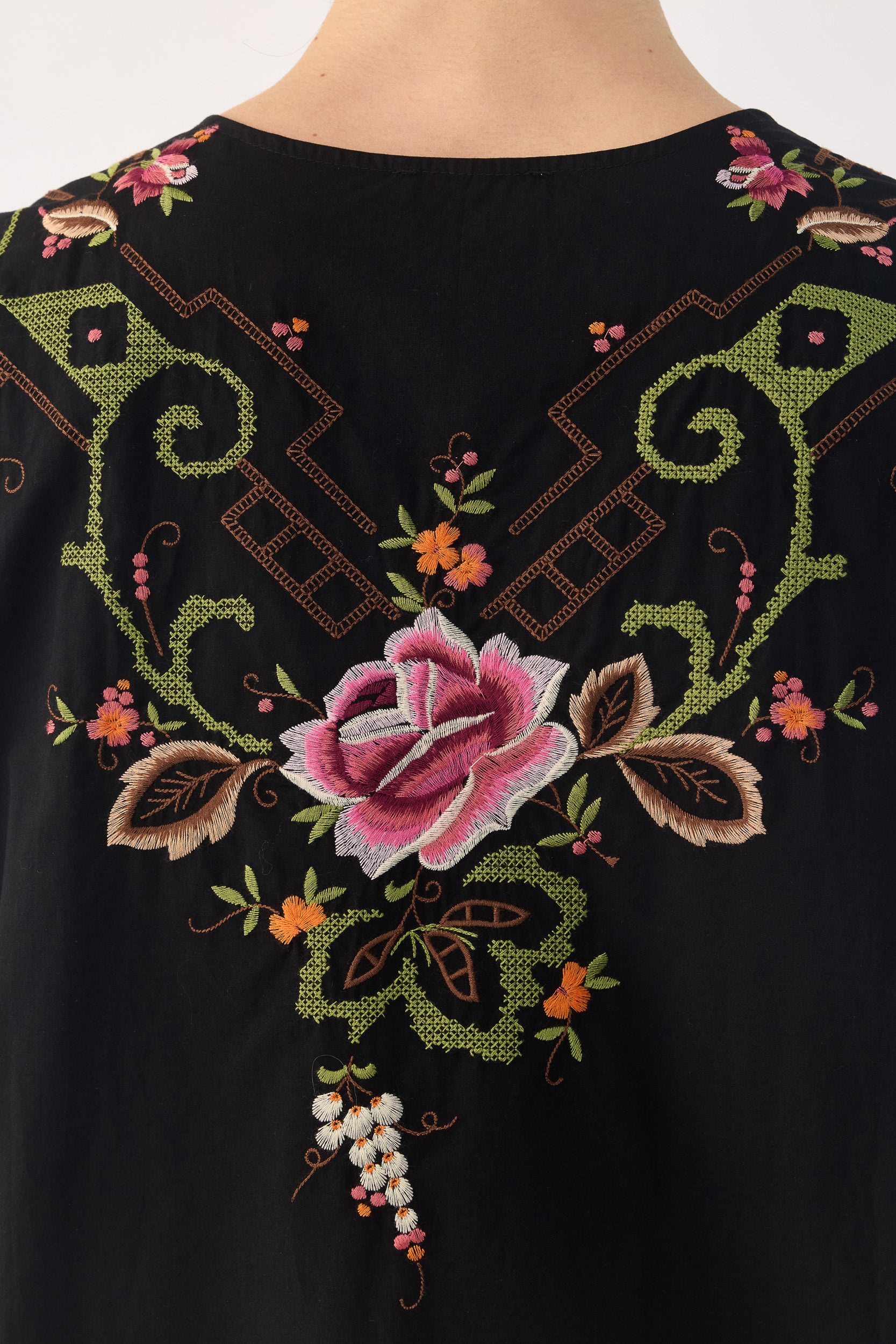 Esther Embroidered Cotton Short Dress