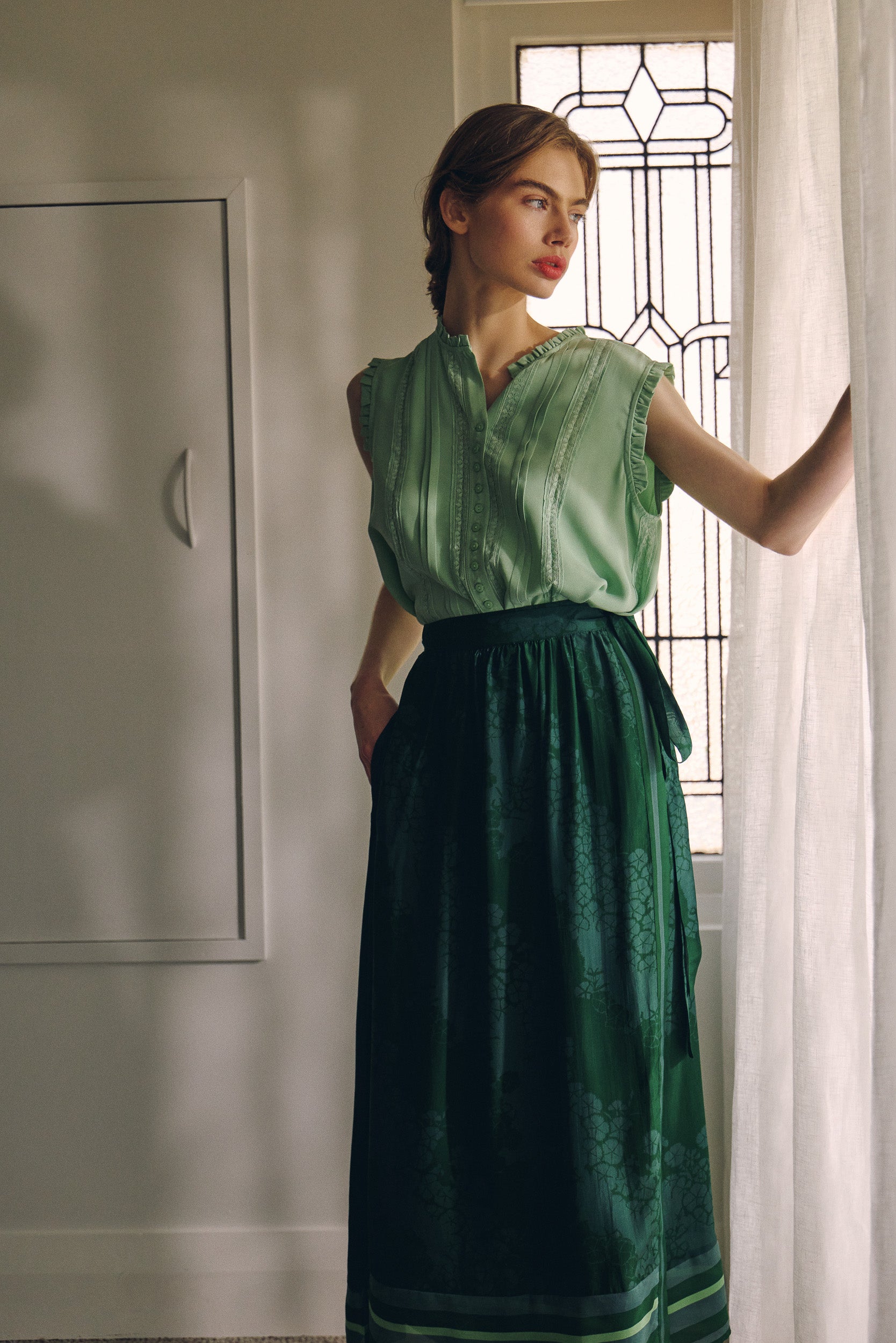 Arden Printed Silk Wrap Skirt