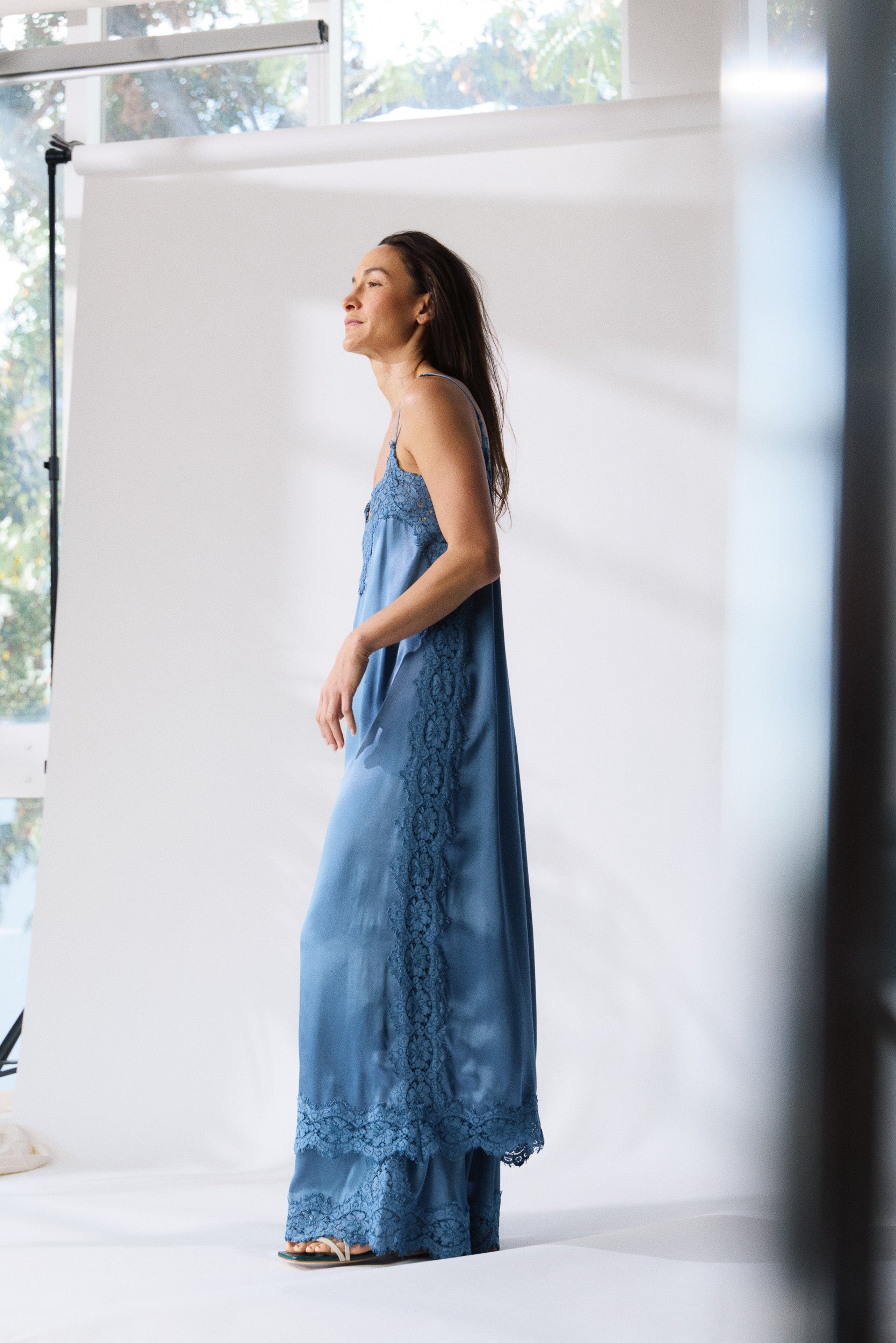 Lenny Satin Lace Slip Dress