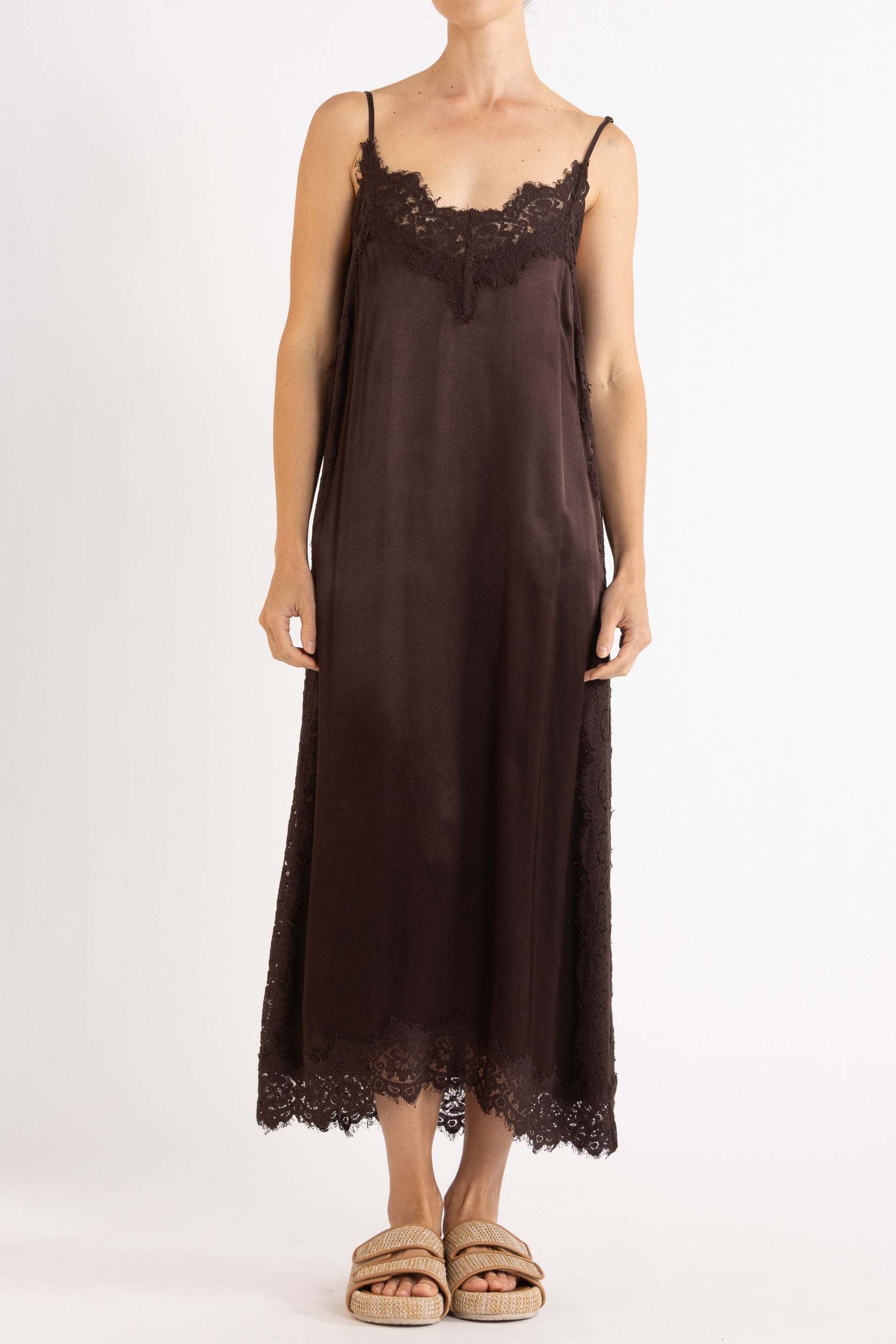 Lenny Satin Lace Slip Dress | FLANNEL